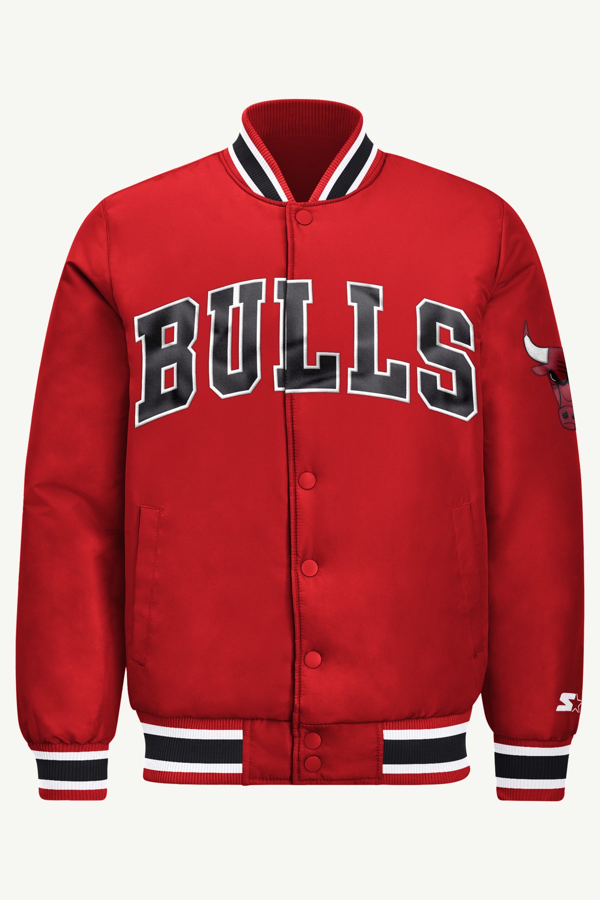 MENS CHICAGO BULLS ACROSS SATIN VARSITY JACKET View 2 | Men's Starter Jackets