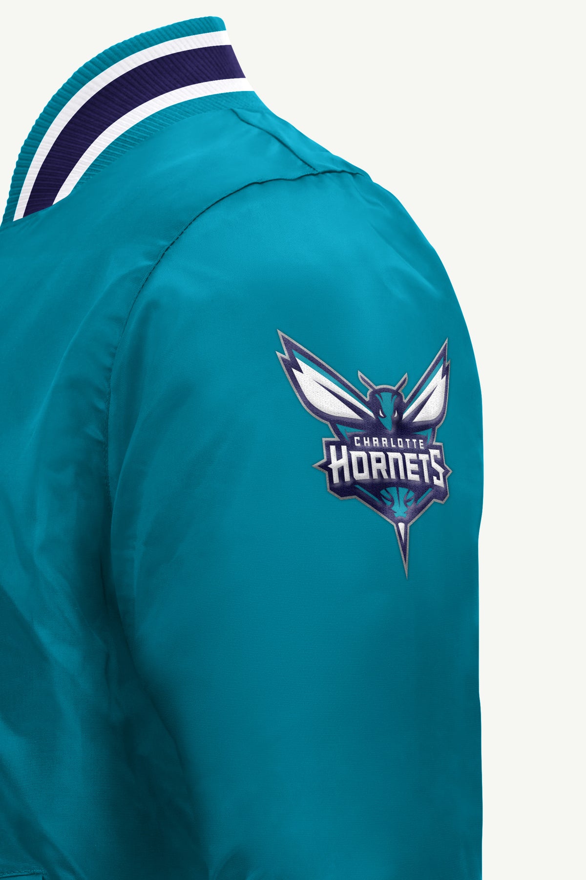 MENS CHARLOTTE HORNETS ACROSS SATIN VARSITY JACKET View 4