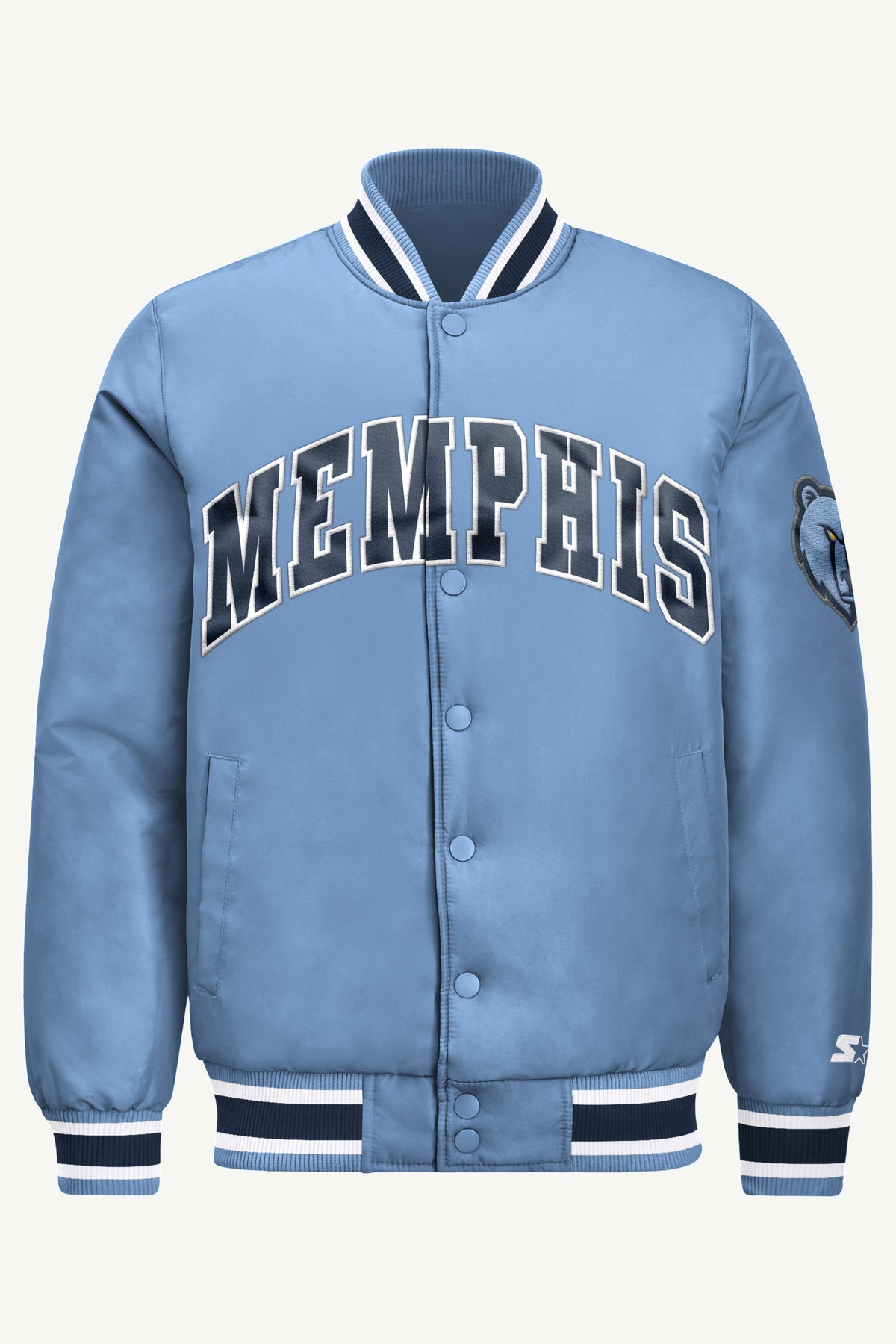 MENS MEMPHIS GRIZZLIES ACROSS SATIN VARSITY JACKET View 2 | Men's Starter Jackets
