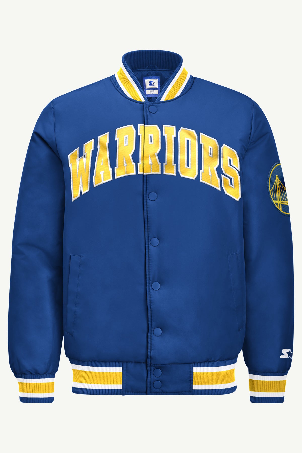 MENS GOLDEN STATE WARRIORS ACROSS SATIN VARSITY JACKET View 2