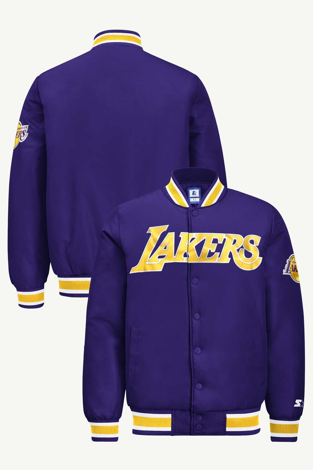 MENS LOS ANGELES LAKERS ACROSS SATIN VARSITY JACKET View 1