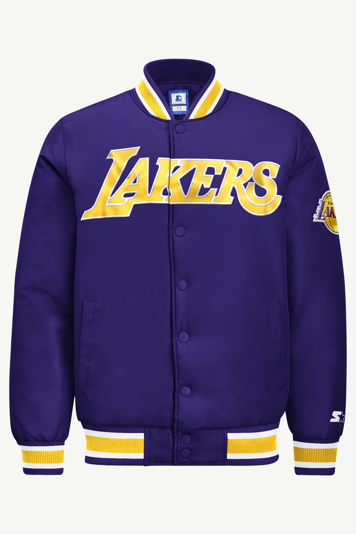 MENS LOS ANGELES LAKERS ACROSS SATIN VARSITY JACKET View 2