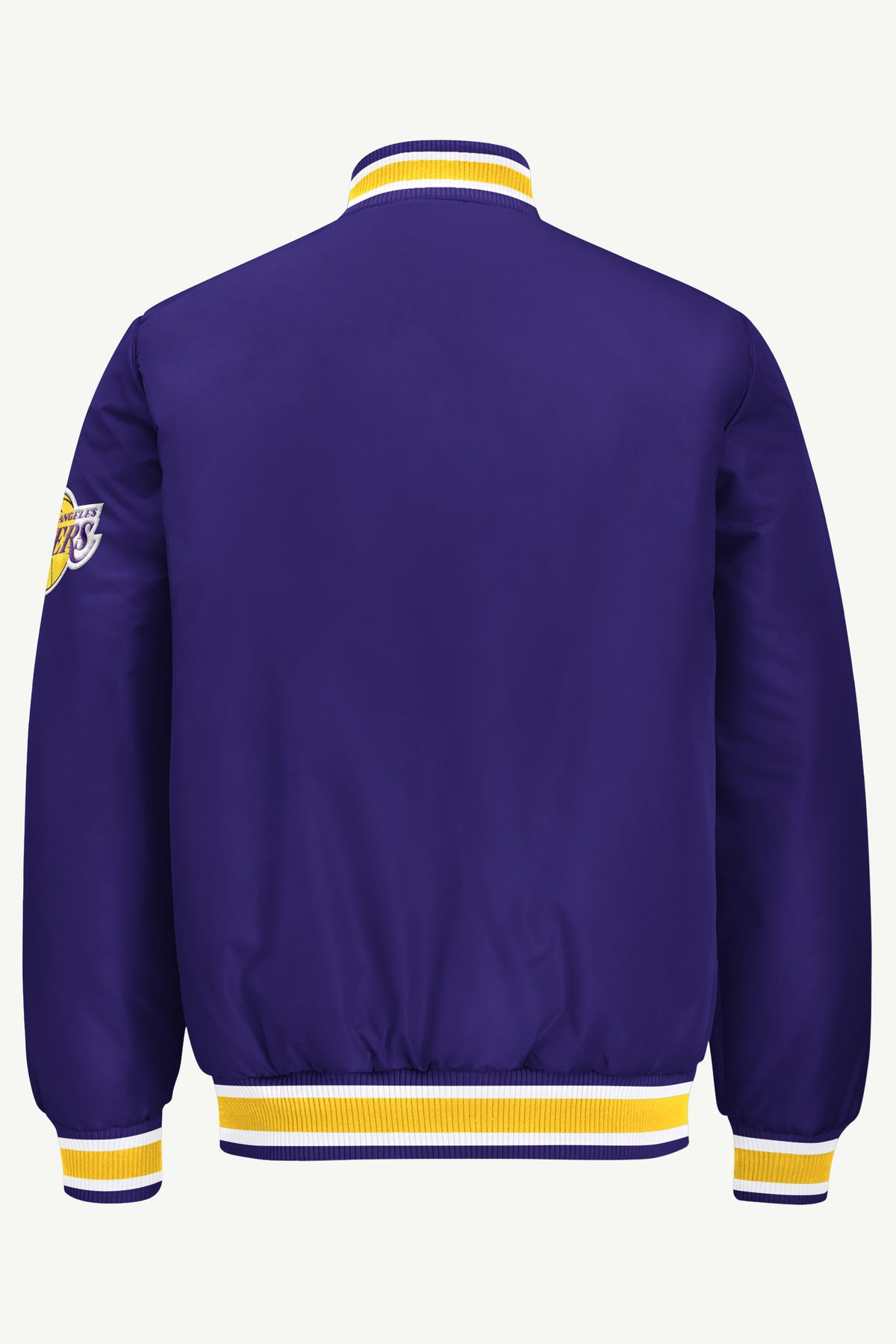 MENS LOS ANGELES LAKERS ACROSS SATIN VARSITY JACKET View 3