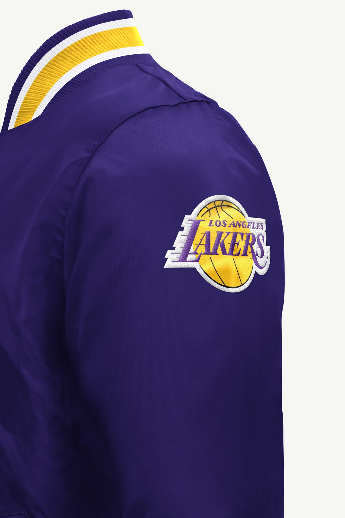 MENS LOS ANGELES LAKERS ACROSS SATIN VARSITY JACKET View 4