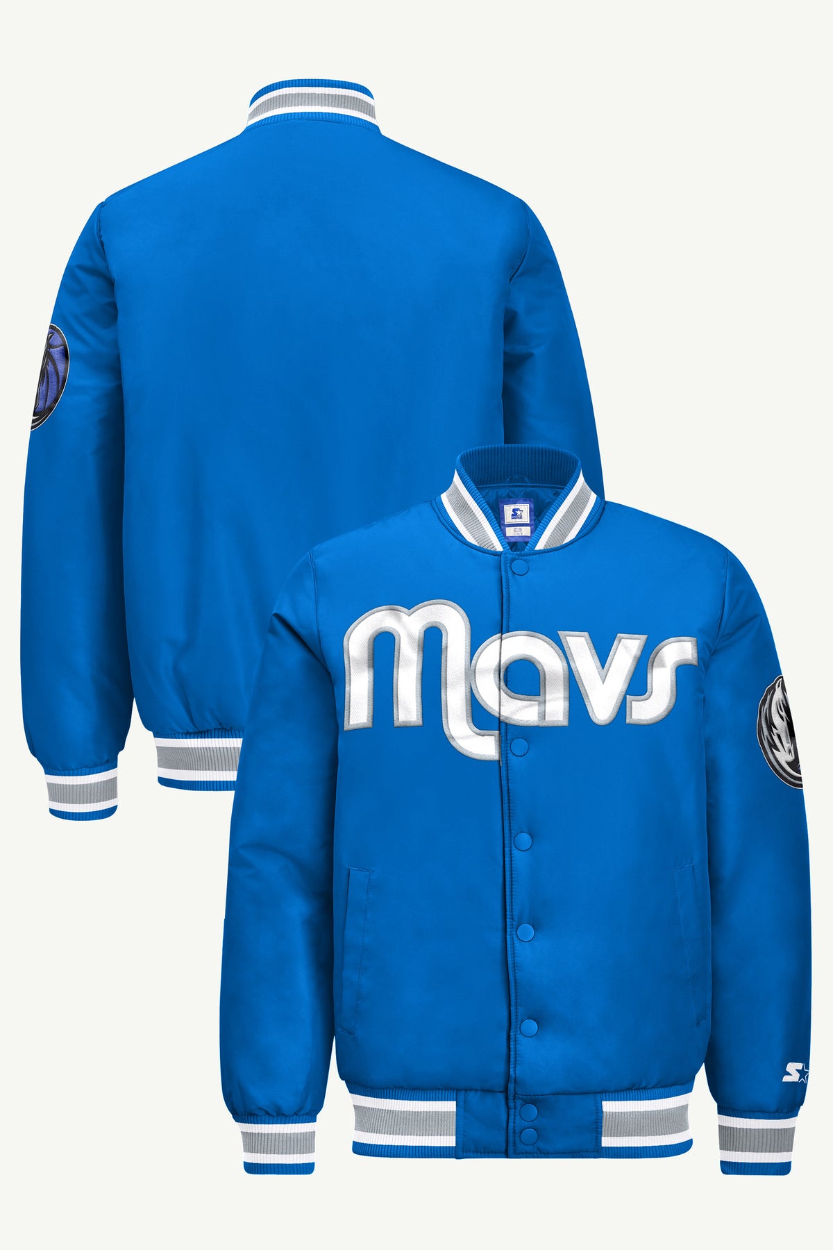MENS DALLAS MAVERICKS ACROSS SATIN VARSITY JACKET View 1 | Dallas Mavericks