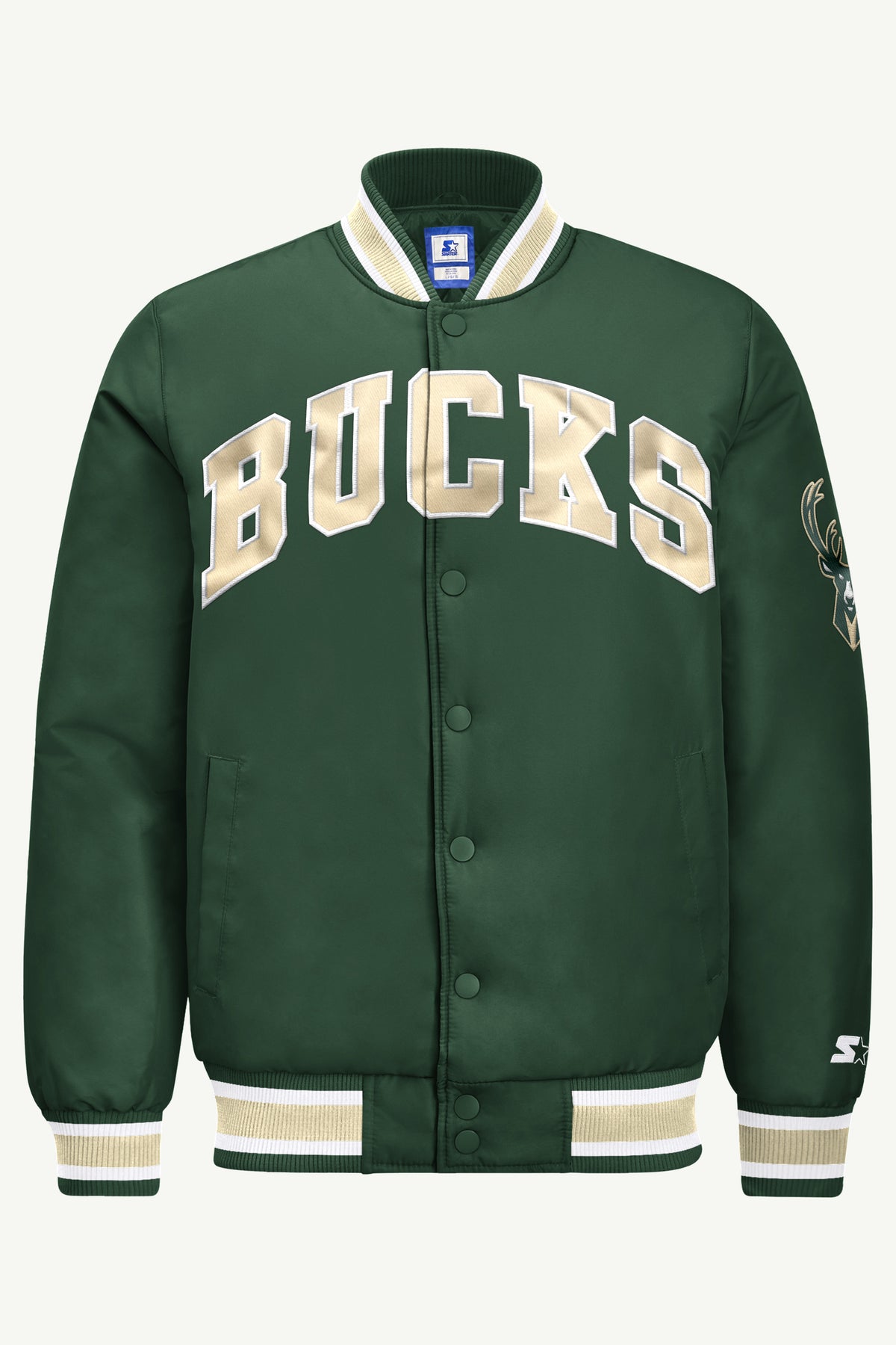 MENS MILWAUKEE BUCKS ACROSS SATIN VARSITY JACKET View 2