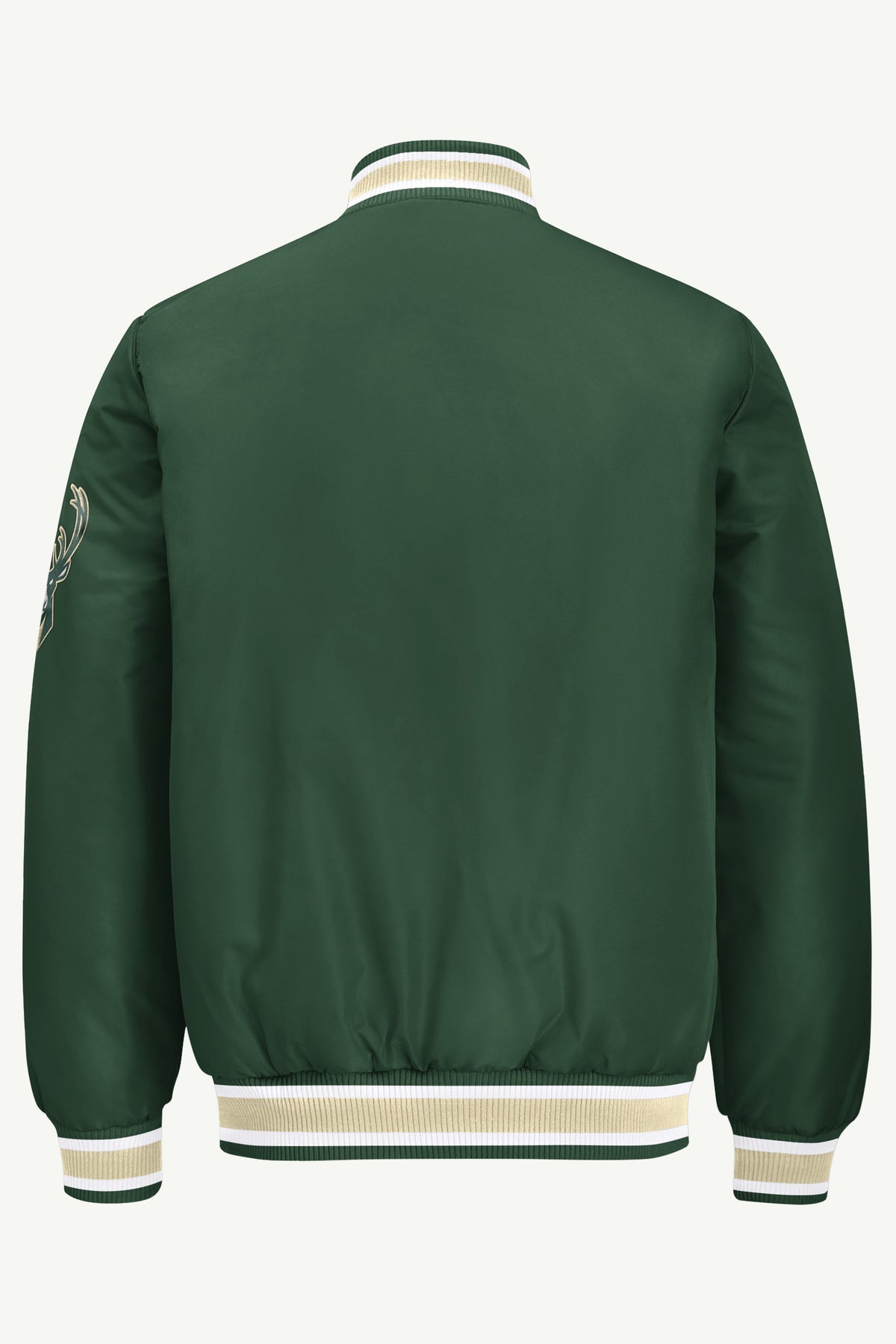 MENS MILWAUKEE BUCKS ACROSS SATIN VARSITY JACKET View 3