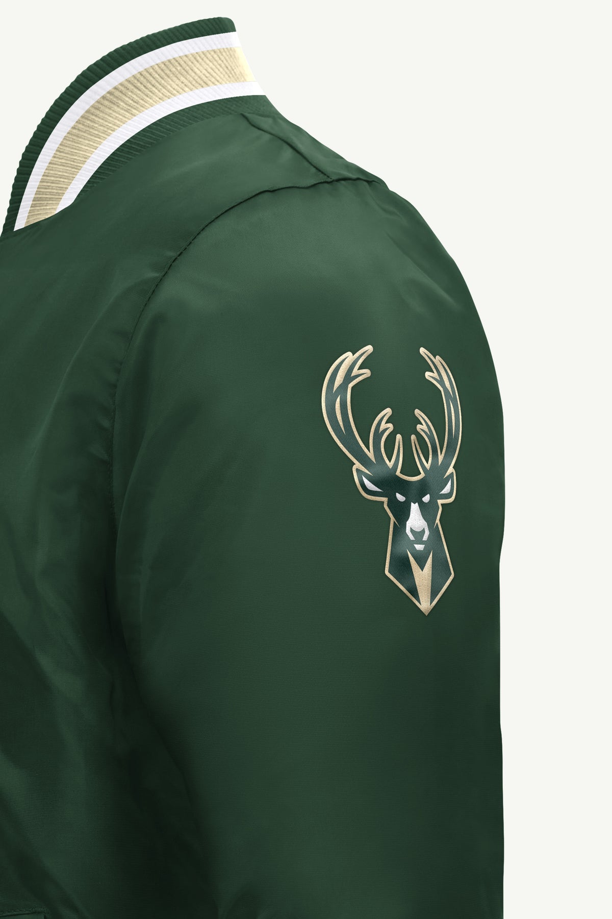 MENS MILWAUKEE BUCKS ACROSS SATIN VARSITY JACKET View 4