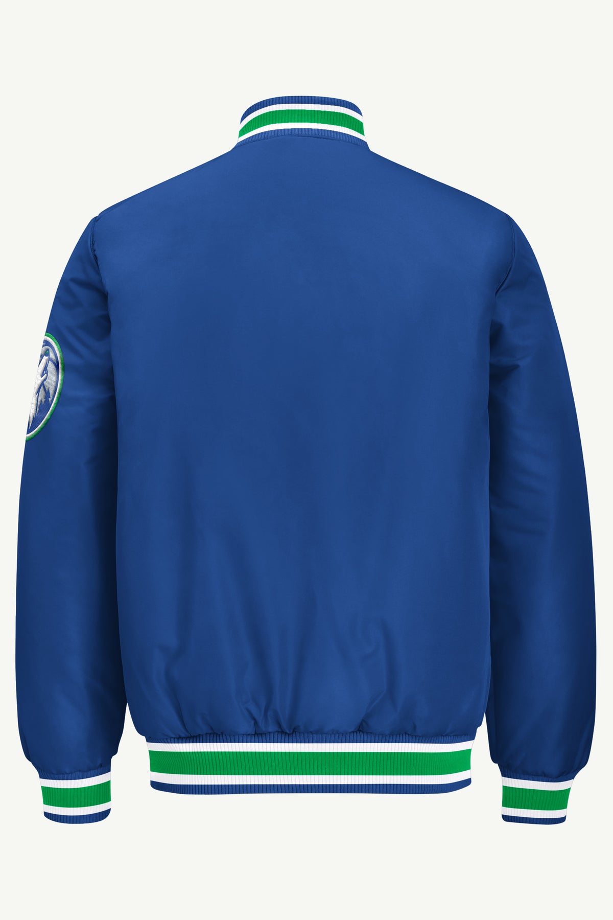 MENS MINNESOTA TIMBERWOLVES ACROSS SATIN VARSITY JACKET View 3