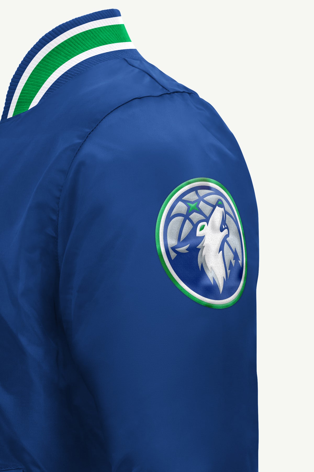 MENS MINNESOTA TIMBERWOLVES ACROSS SATIN VARSITY JACKET View 4