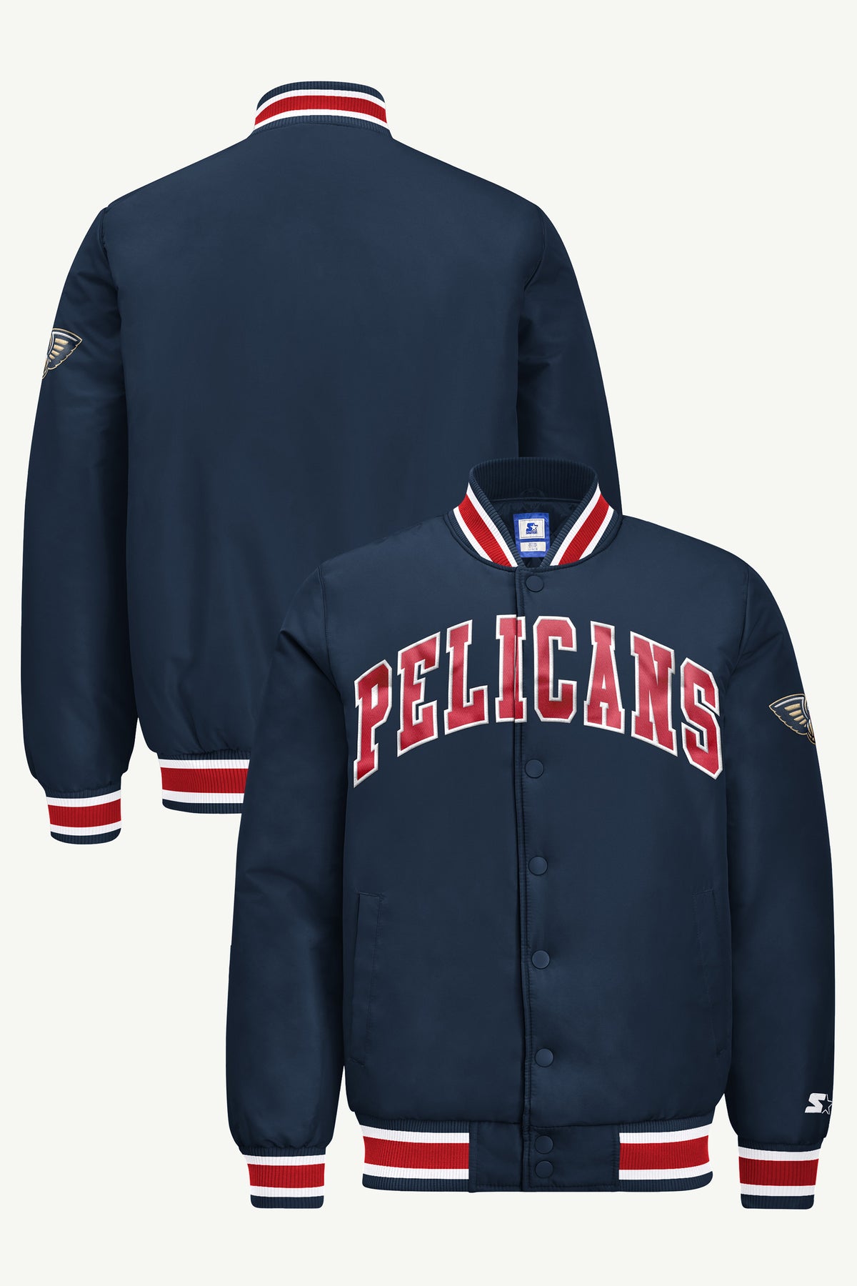 MENS NEW ORLEANS PELICANS ACROSS SATIN VARSITY JACKET View 1