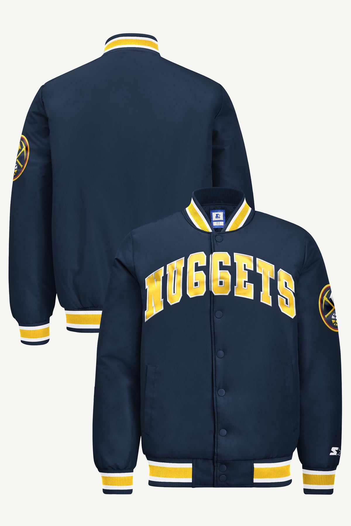 MENS DENVER NUGGETS ACROSS SATIN VARSITY JACKET View 1