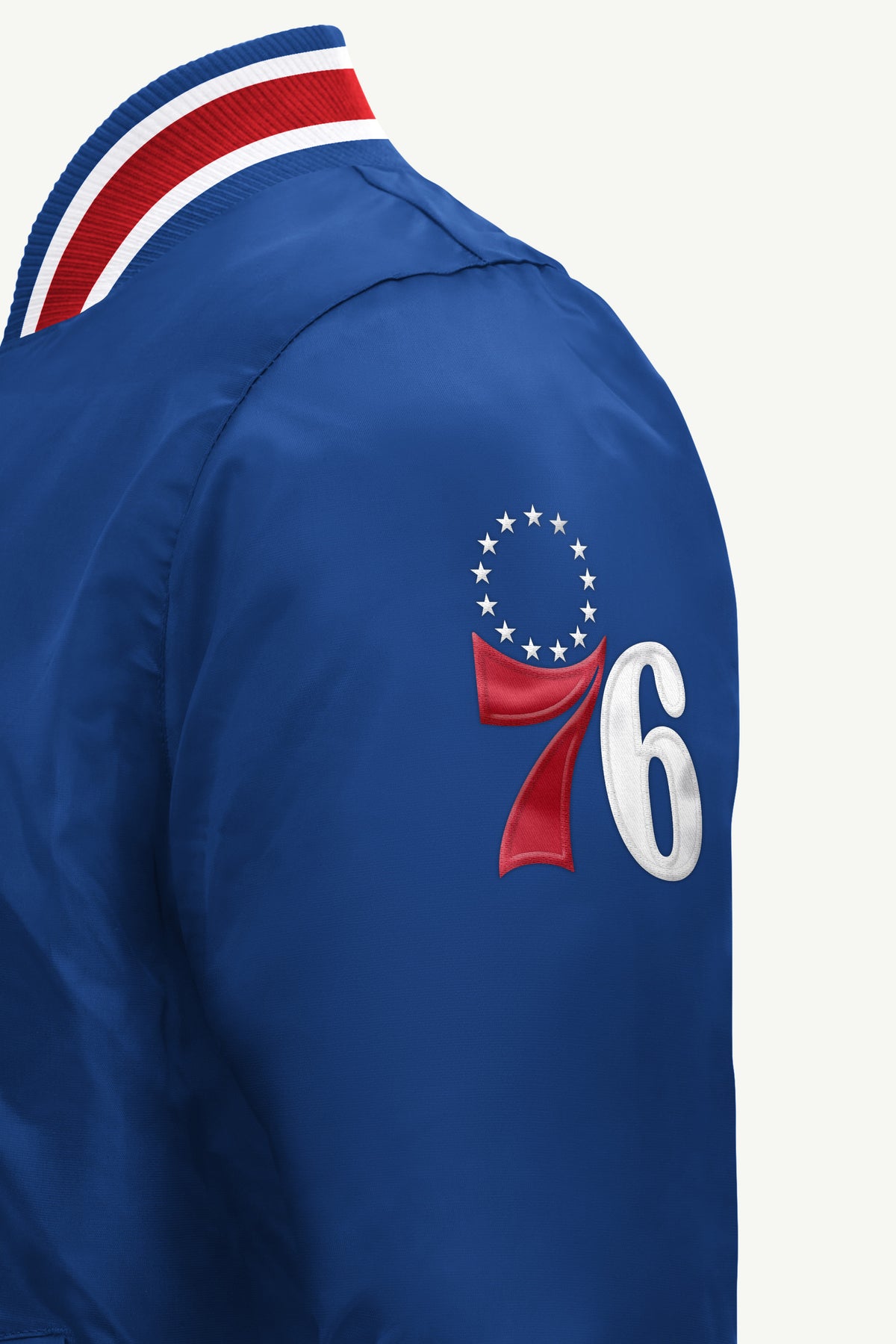 MENS PHILADELPHIA 76ERS ACROSS SATIN VARSITY JACKET View 4