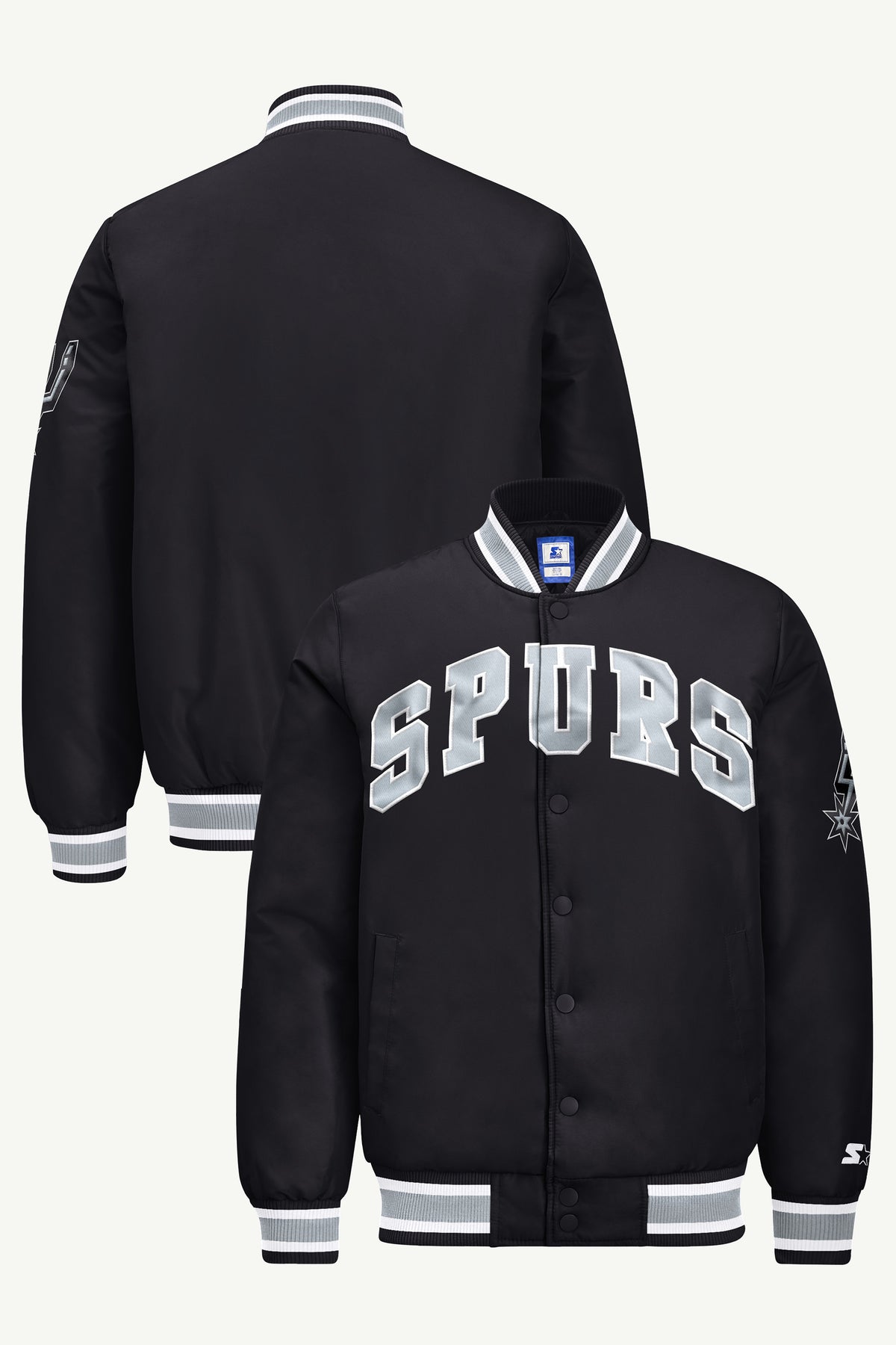 MENS SAN ANTONIO SPURS ACROSS SATIN VARSITY JACKET View 1
