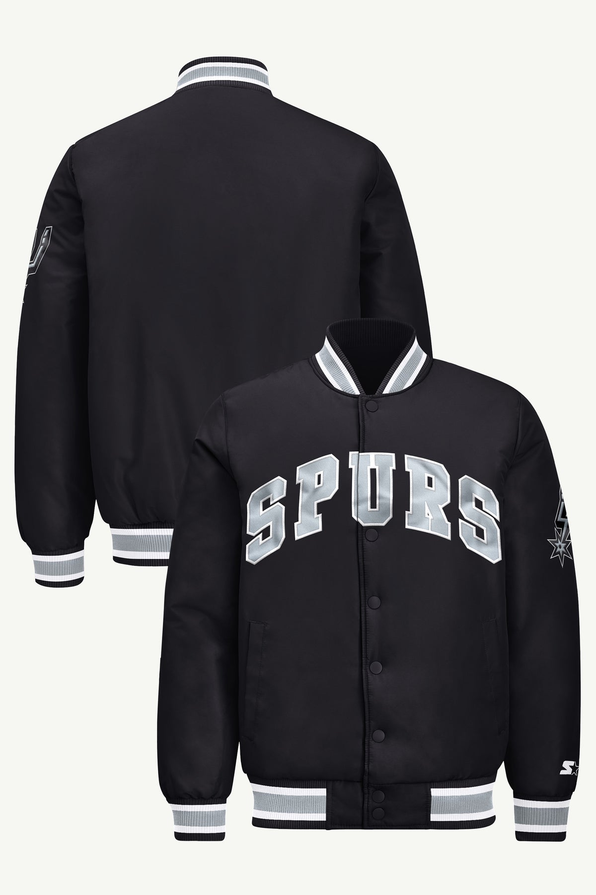 MENS SAN ANTONIO SPURS ACROSS SATIN VARSITY JACKET View 1