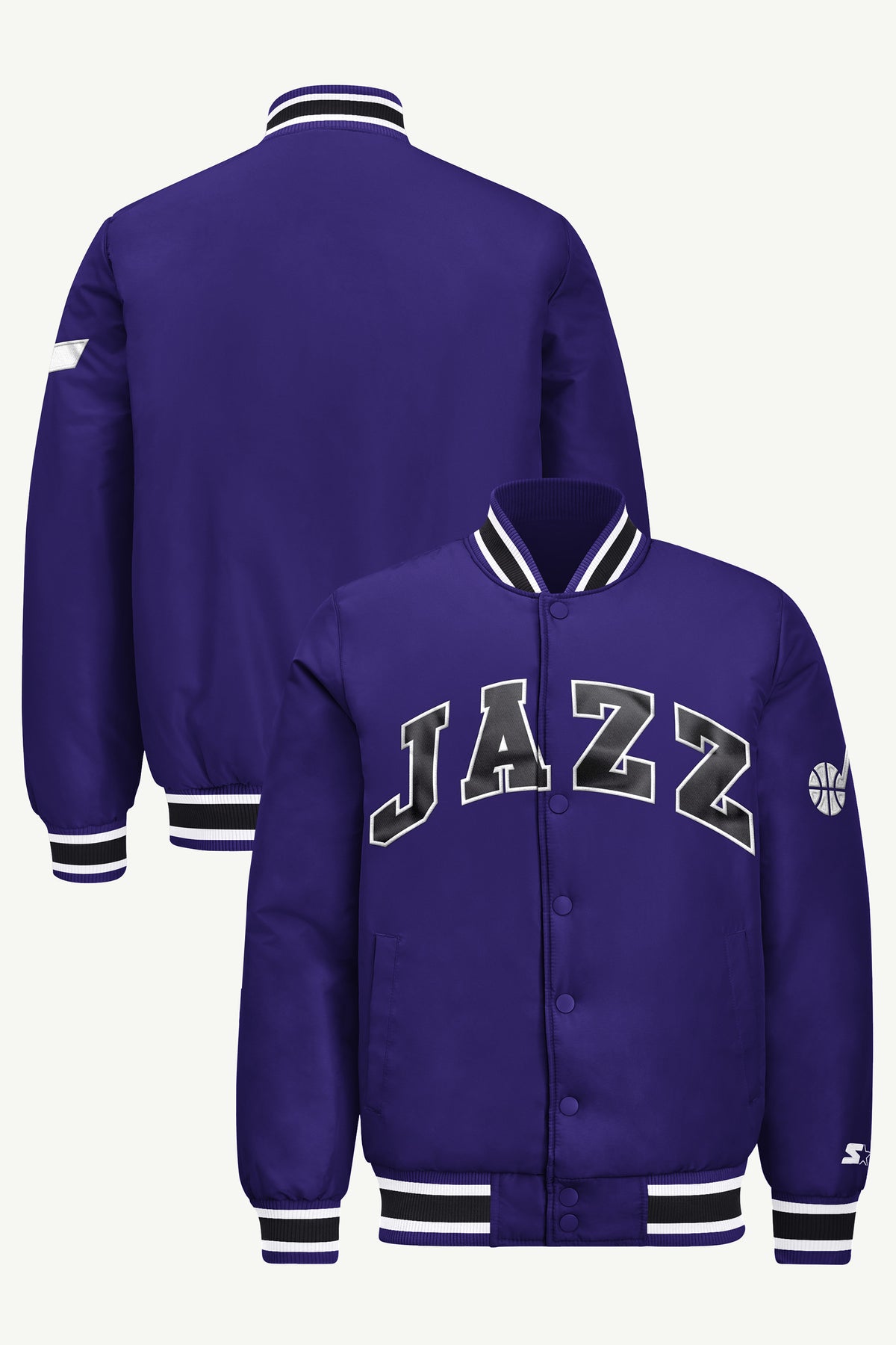 MENS UTAH JAZZ ACROSS SATIN VARSITY JACKET View 1 | Men's Starter Jackets