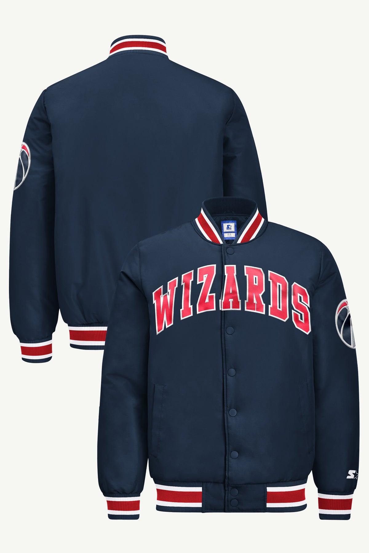MENS WASHINGTON WIZARDS ACROSS SATIN VARSITY JACKET View 1