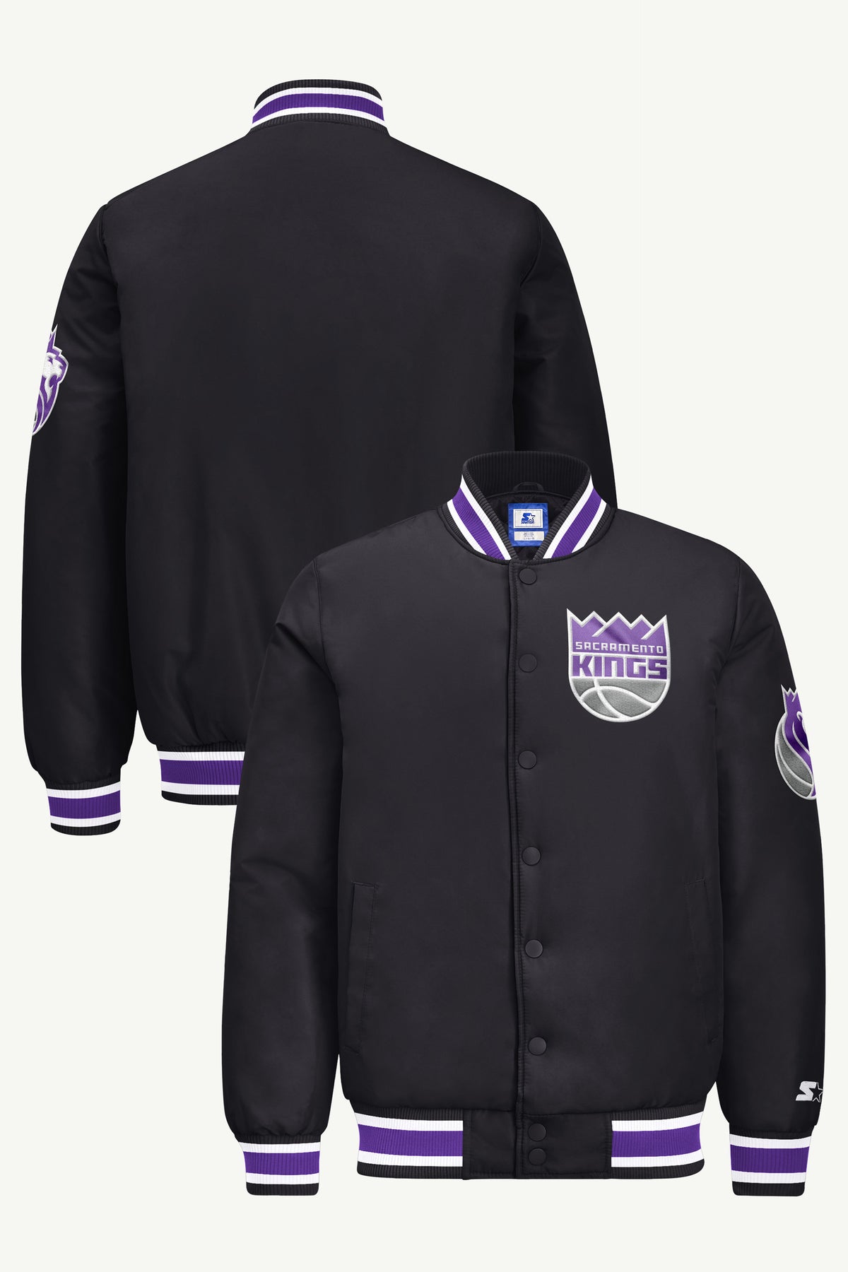 MENS SACRAMENTO KINGS GAME DAY SATIN VARSITY JACKET View 1