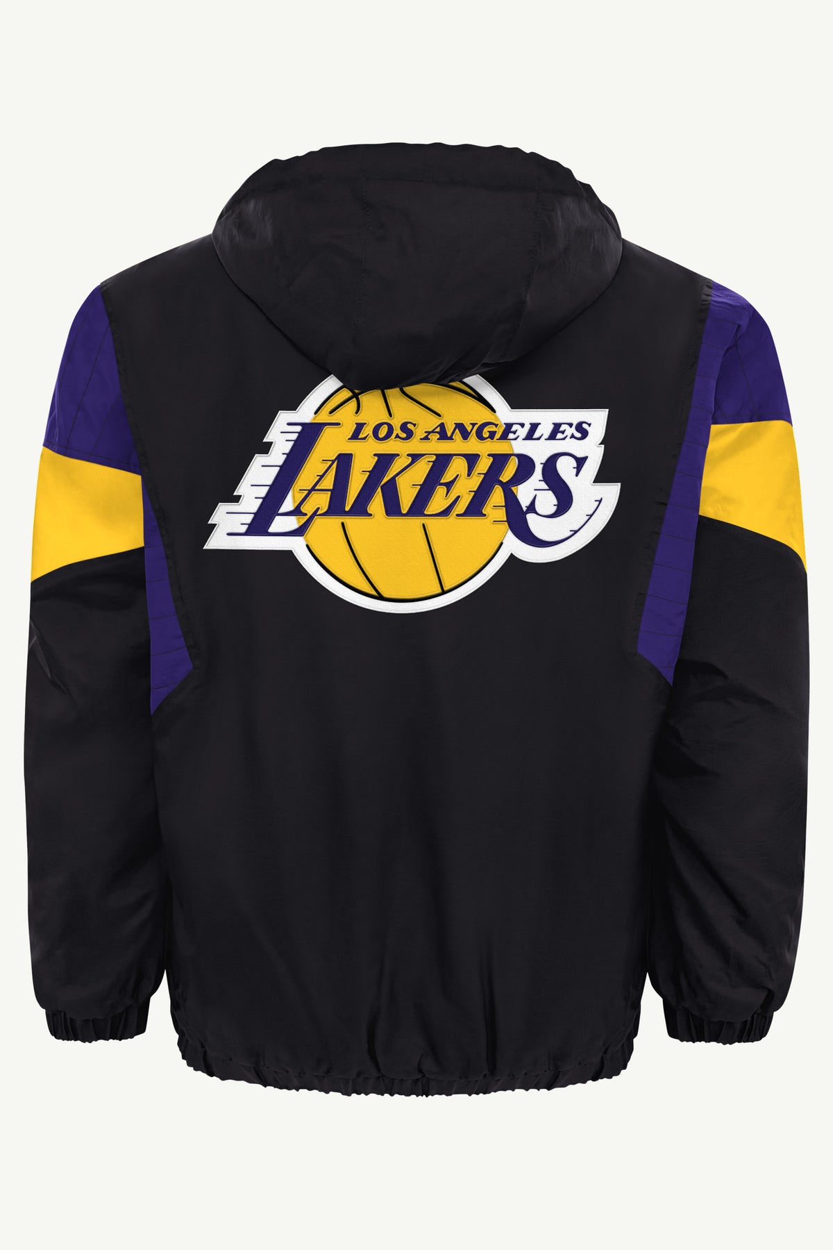 MENS LOS ANGELES LAKERS BLACK THROWBACK HALF ZIP HOODED JACKET View 3