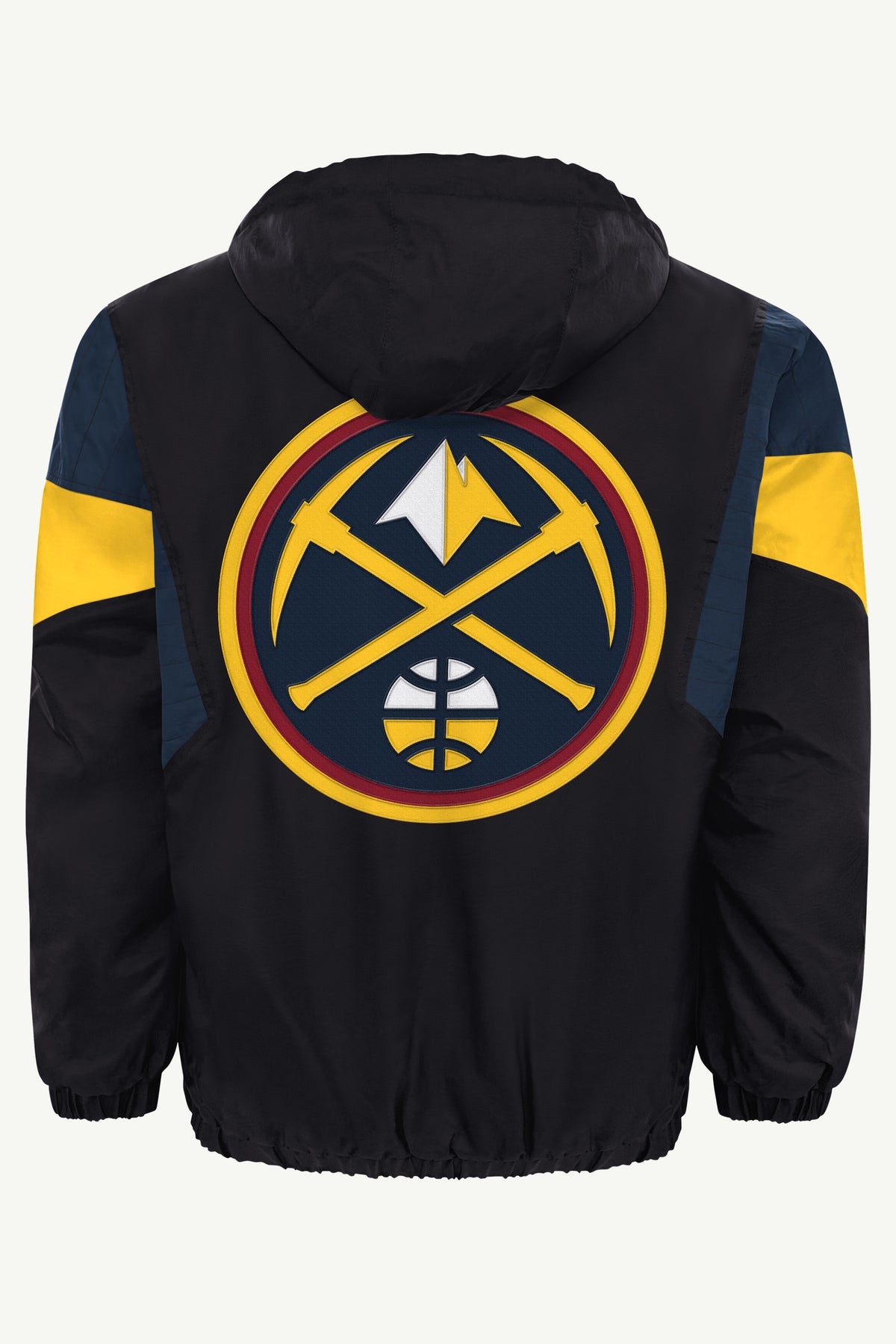 MENS DENVER NUGGETS BLACK THROWBACK HALF ZIP HOODED JACKET View 3