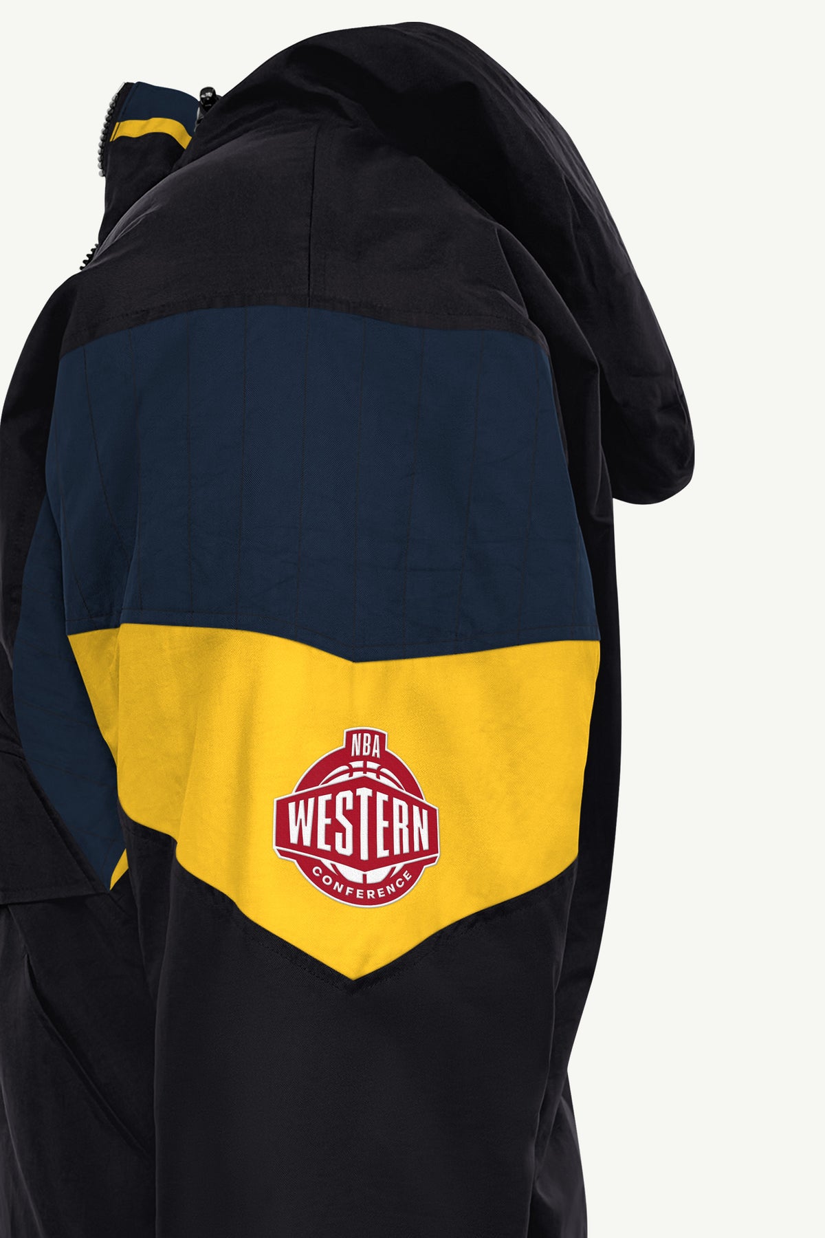 MENS DENVER NUGGETS BLACK THROWBACK HALF ZIP HOODED JACKET View 5