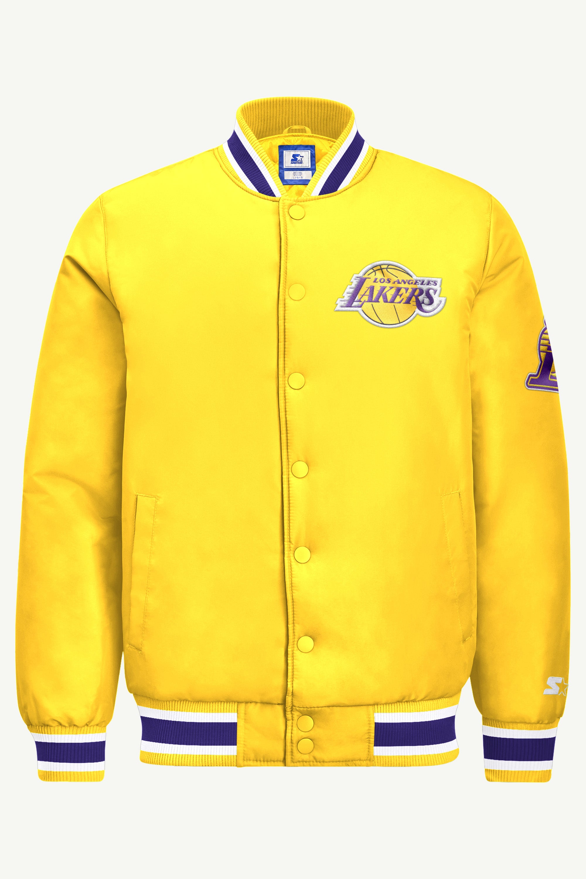 MENS LOS ANGELES LAKERS GAME DAY SATIN VARSITY JACKET View 2