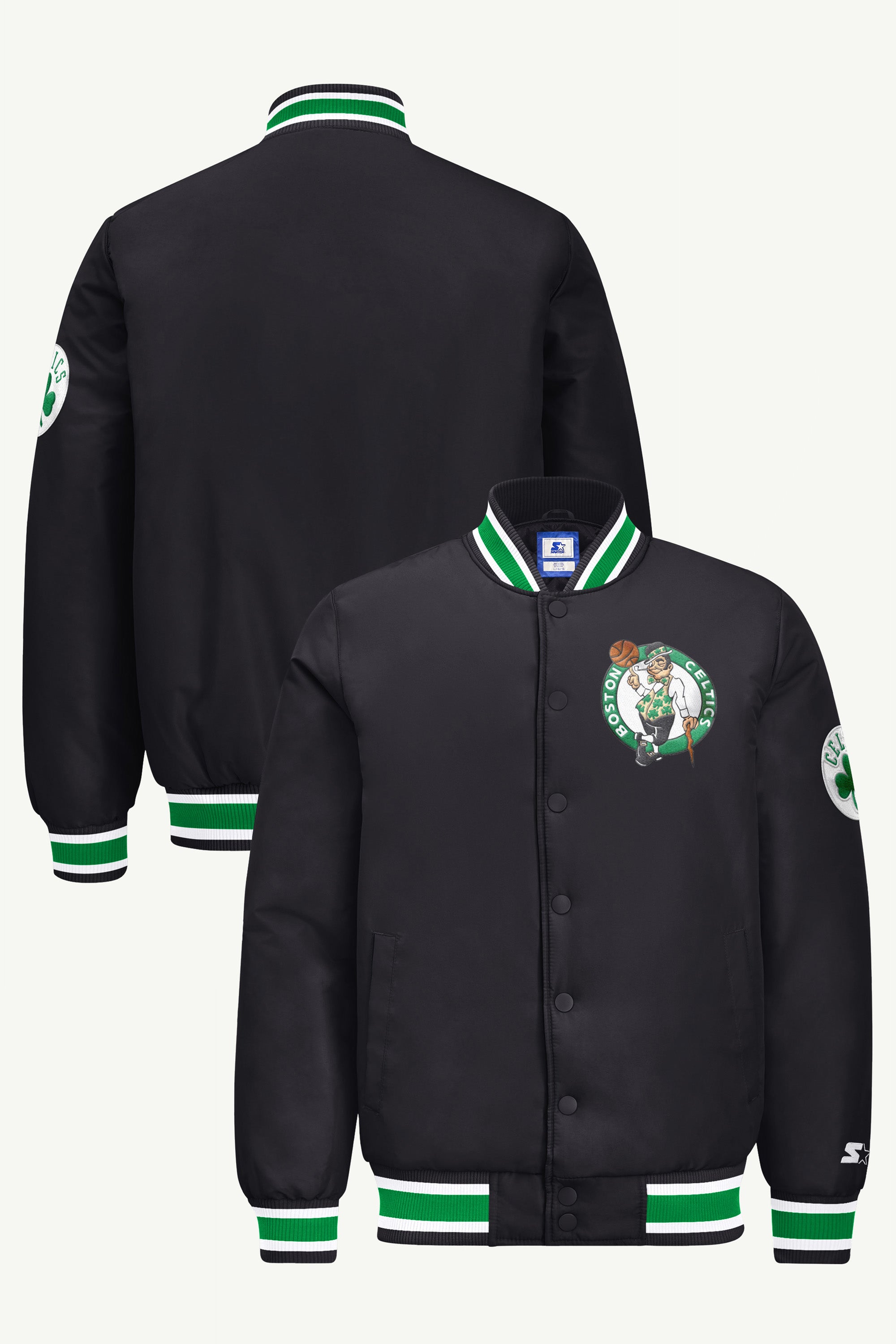 MENS BOSTON CELTICS GAME DAY SATIN VARSITY JACKET View 1