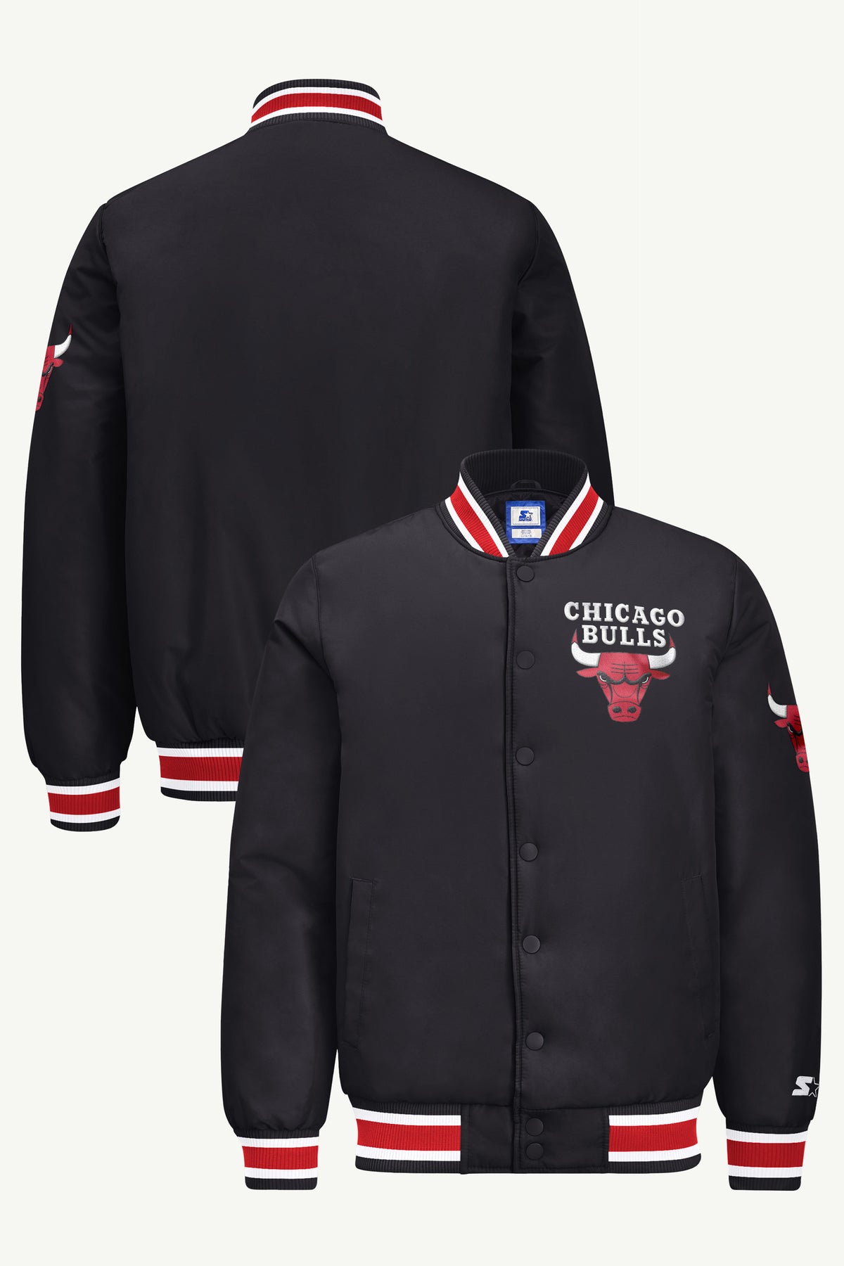 MENS CHICAGO BULLS GAME DAY SATIN VARSITY JACKET View 1