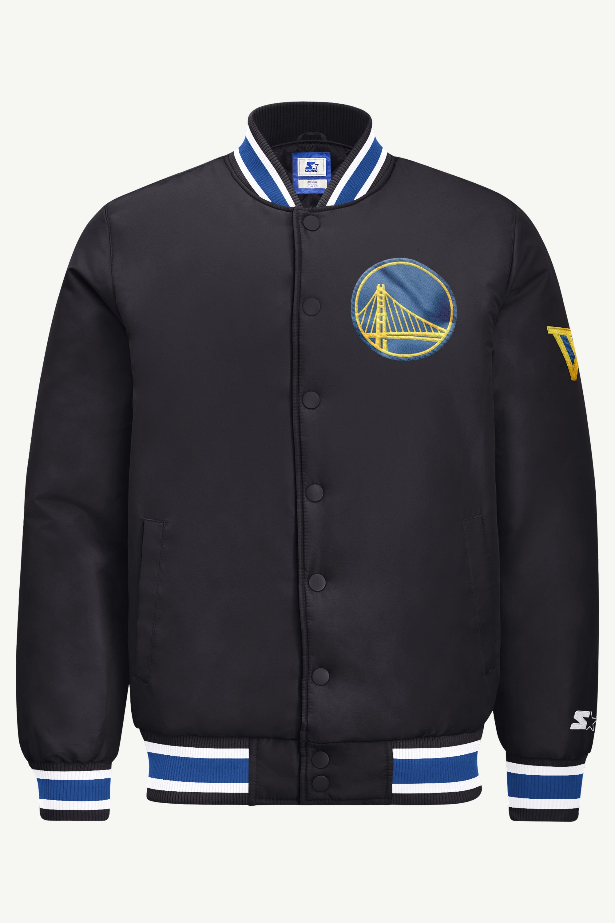 MENS GOLDEN STATE WARRIORS GAME DAY SATIN VARSITY JACKET View 2
