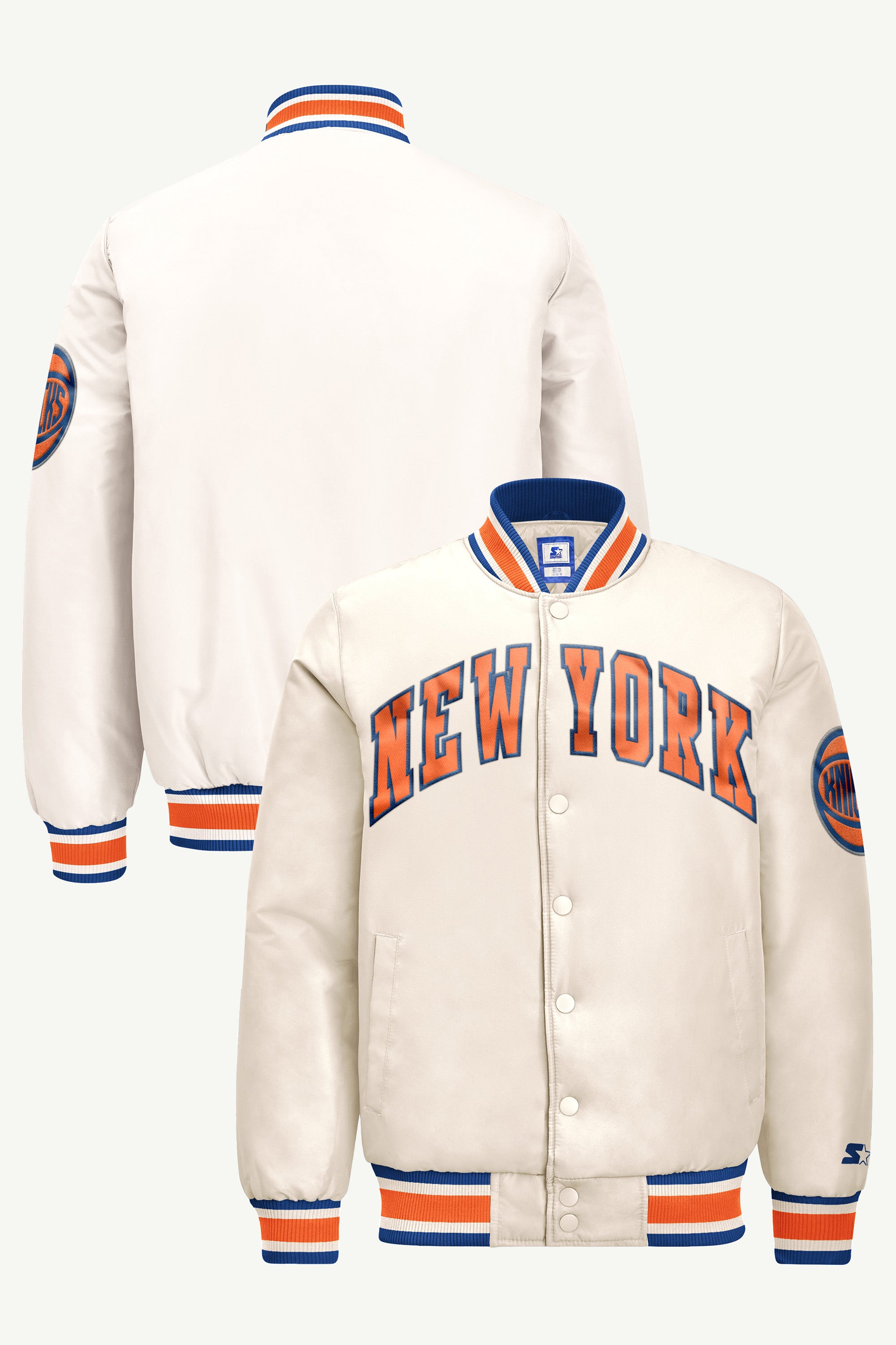 Mens New York Knicks Retro Full Zip Leather Jacket | NBA | Starter
