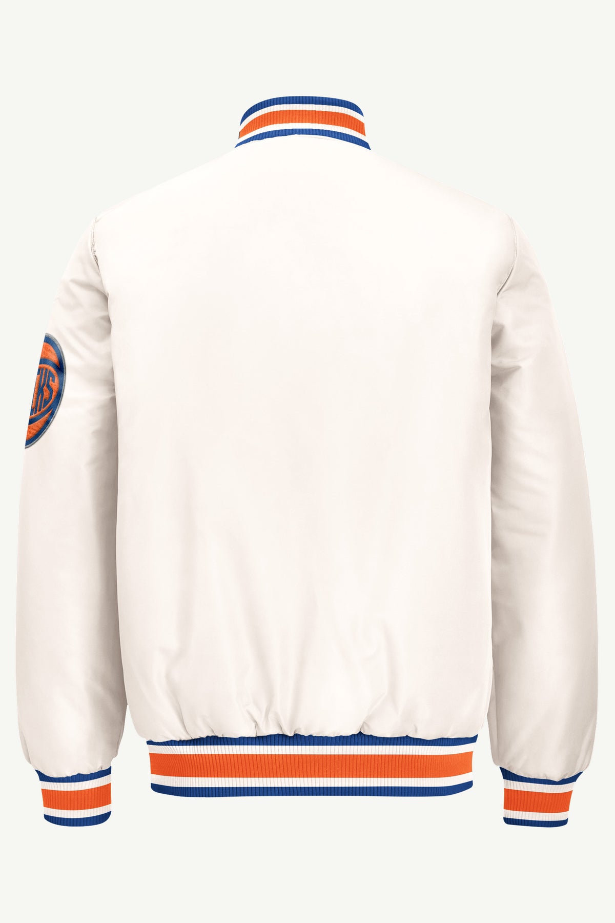 MENS NEW YORK KNICKS ACROSS SATIN VARSITY JACKET View 3