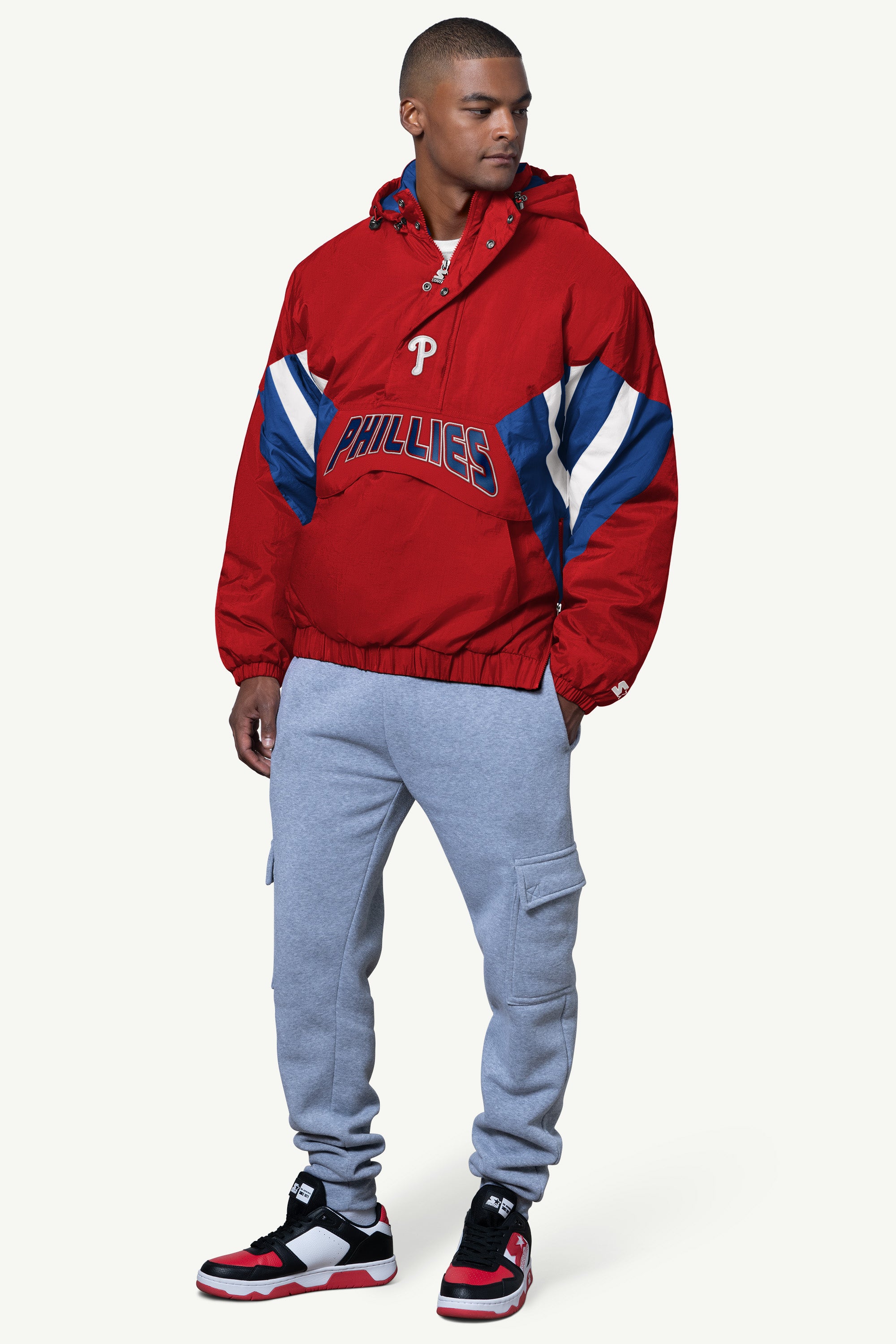 MENS PHILADELPHIA PHILLIES LINE UP BREAKAWAY CRINKLE POPOVER View 3 | Men's Windbreakers