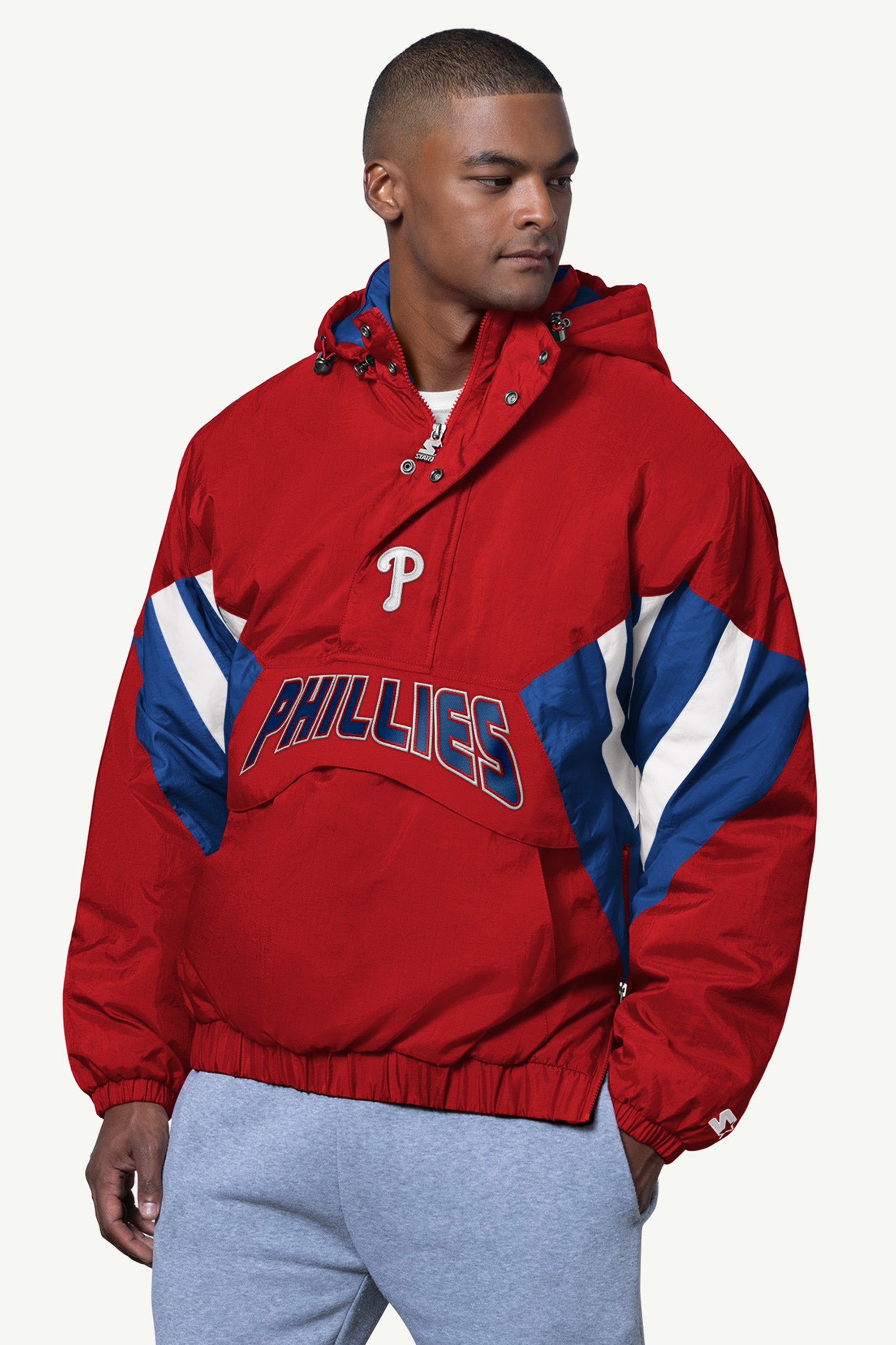 MENS PHILADELPHIA PHILLIES LINE UP BREAKAWAY CRINKLE POPOVER View 1 | Men's Windbreakers