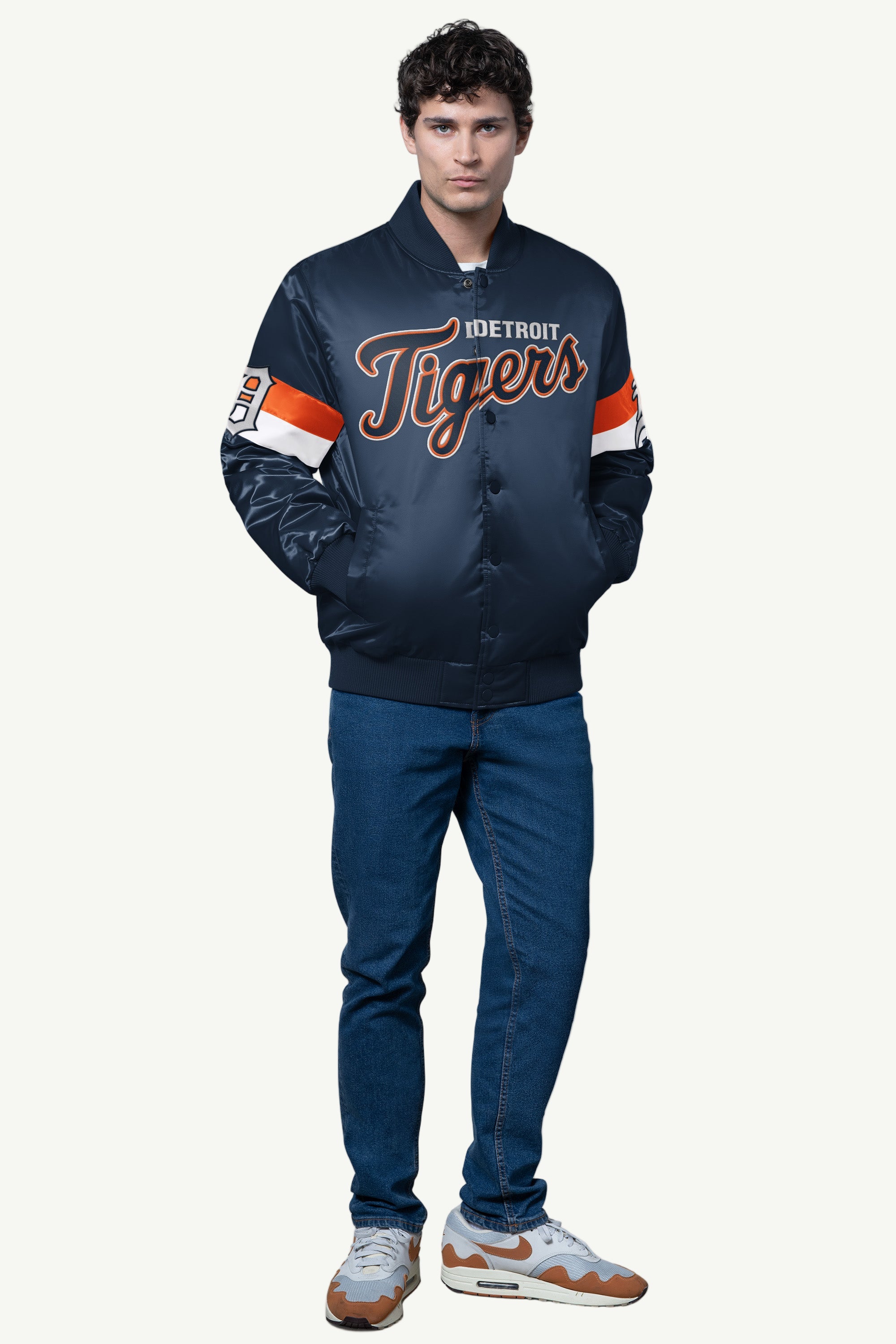 MENS DETROIT TIGERS TRIPLE OPTION SATIN VARSITY JACKET View 3 | MLB