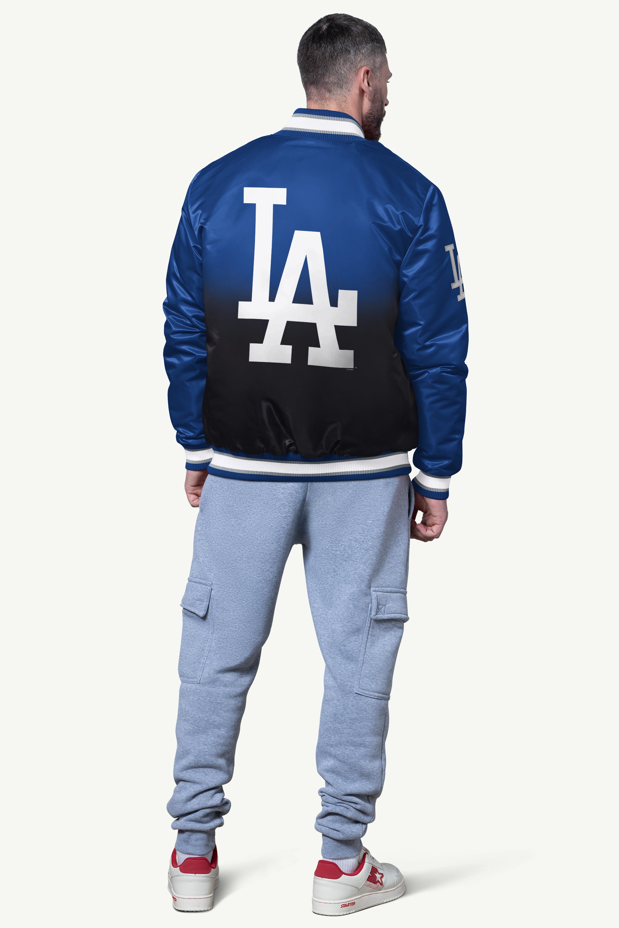 MENS LOS ANGELES DODGERS PASS RUSH SATIN VARSITY JACKET View 2 | Los Angeles Dodgers