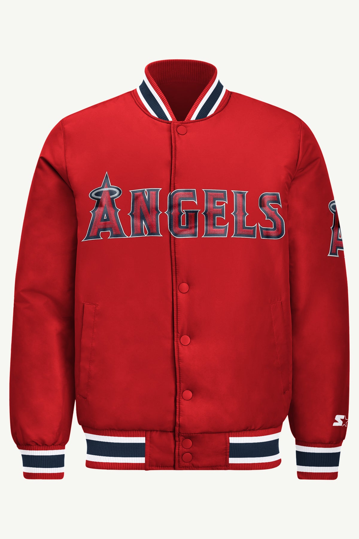 MENS ANAHEIM ANGELS  ACROSS SATIN VARSITY JACKET View 2 | Men's Starter Jackets