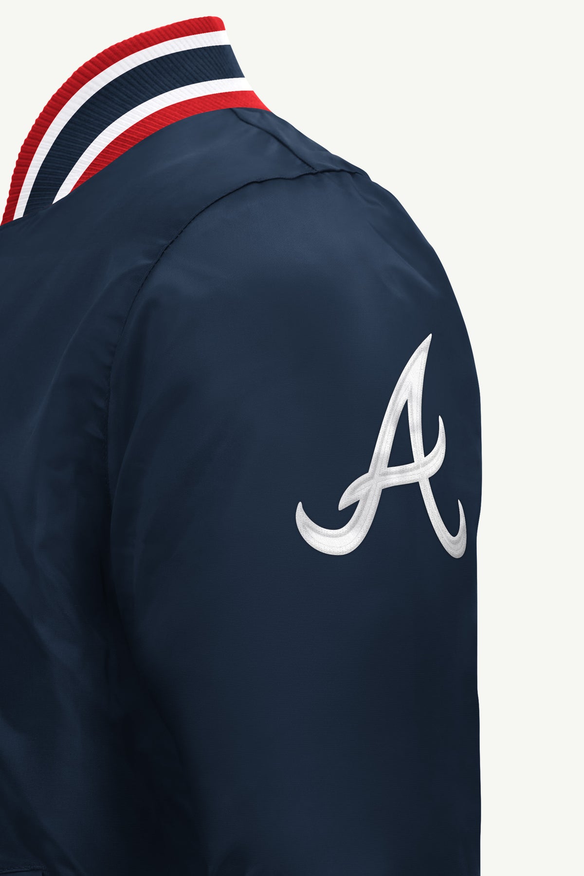 MENS ATLANTA BRAVES ACROSS SATIN VARSITY JACKET View 4