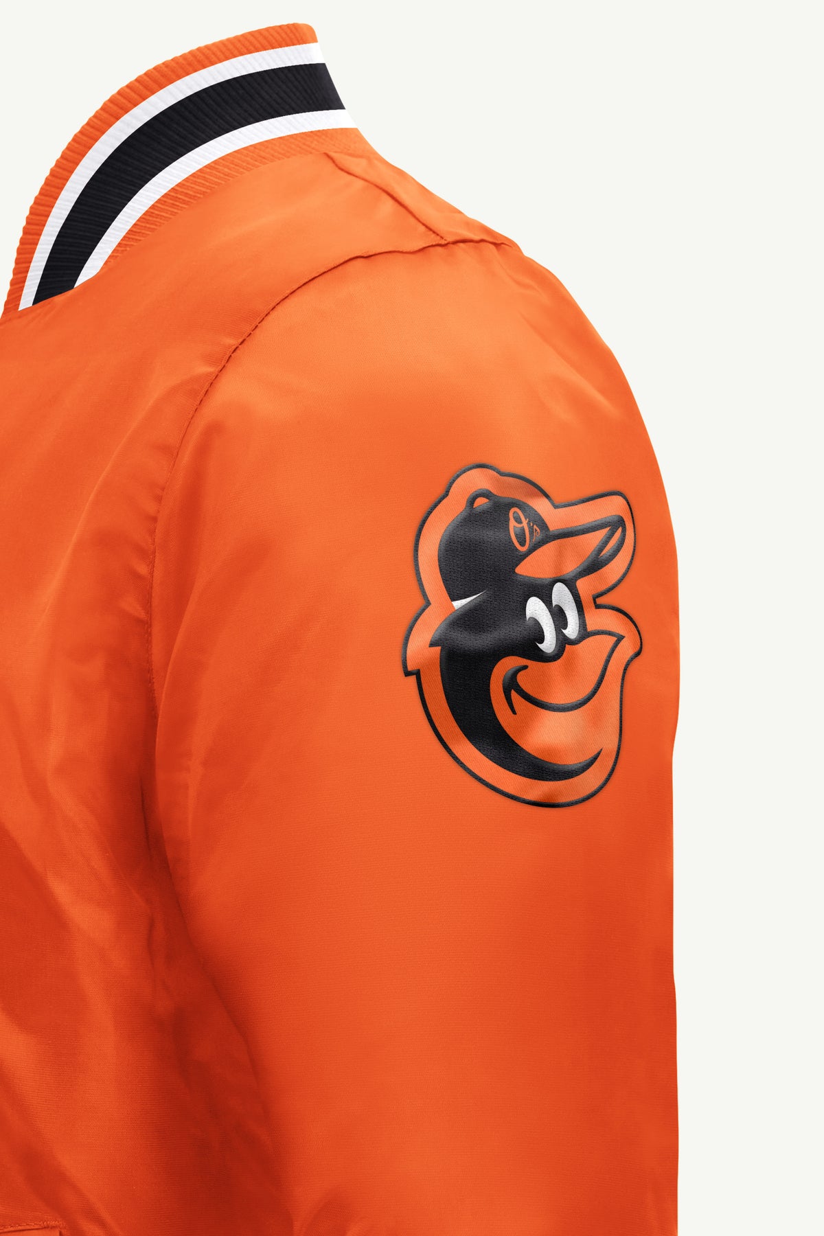 MENS BALTIMORE ORIOLES ACROSS SATIN VARSITY JACKET View 4
