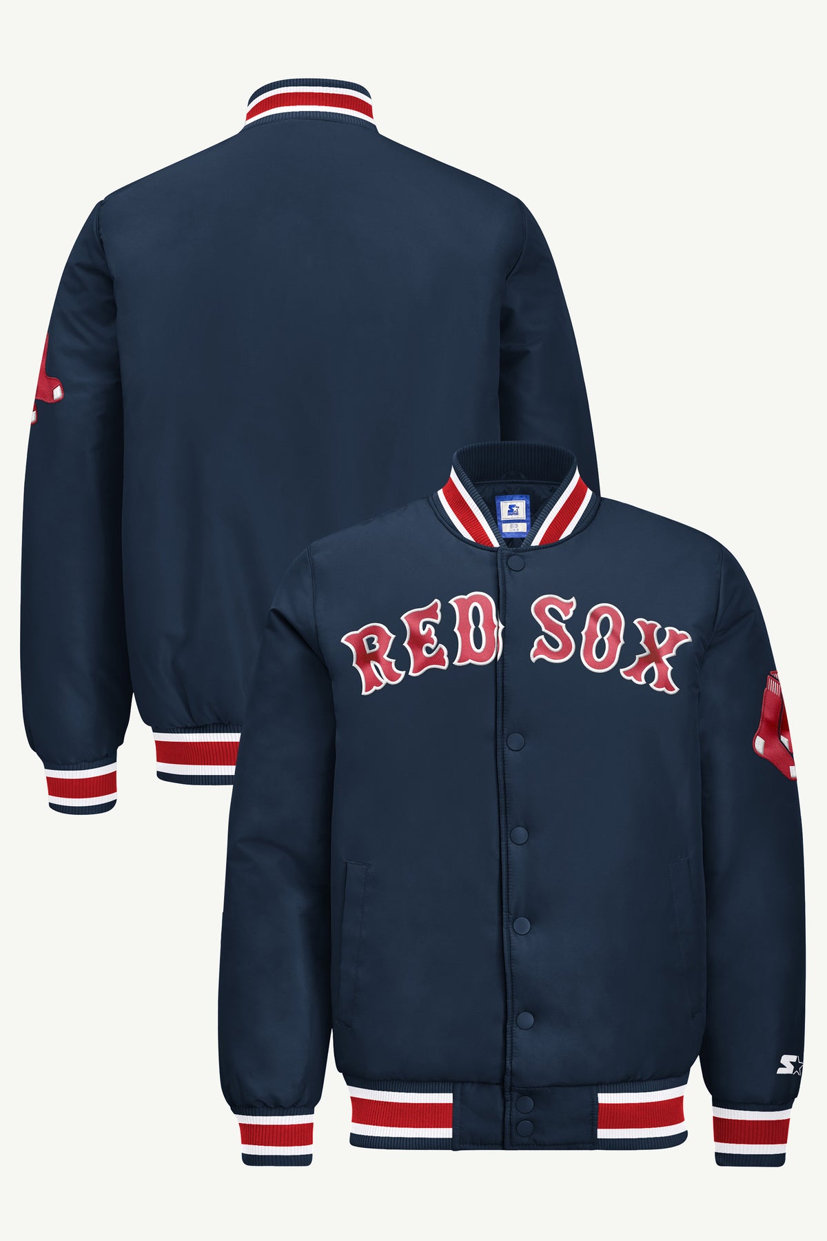 MENS BOSTON RED SOX ACROSS SATIN VARSITY JACKET View 1