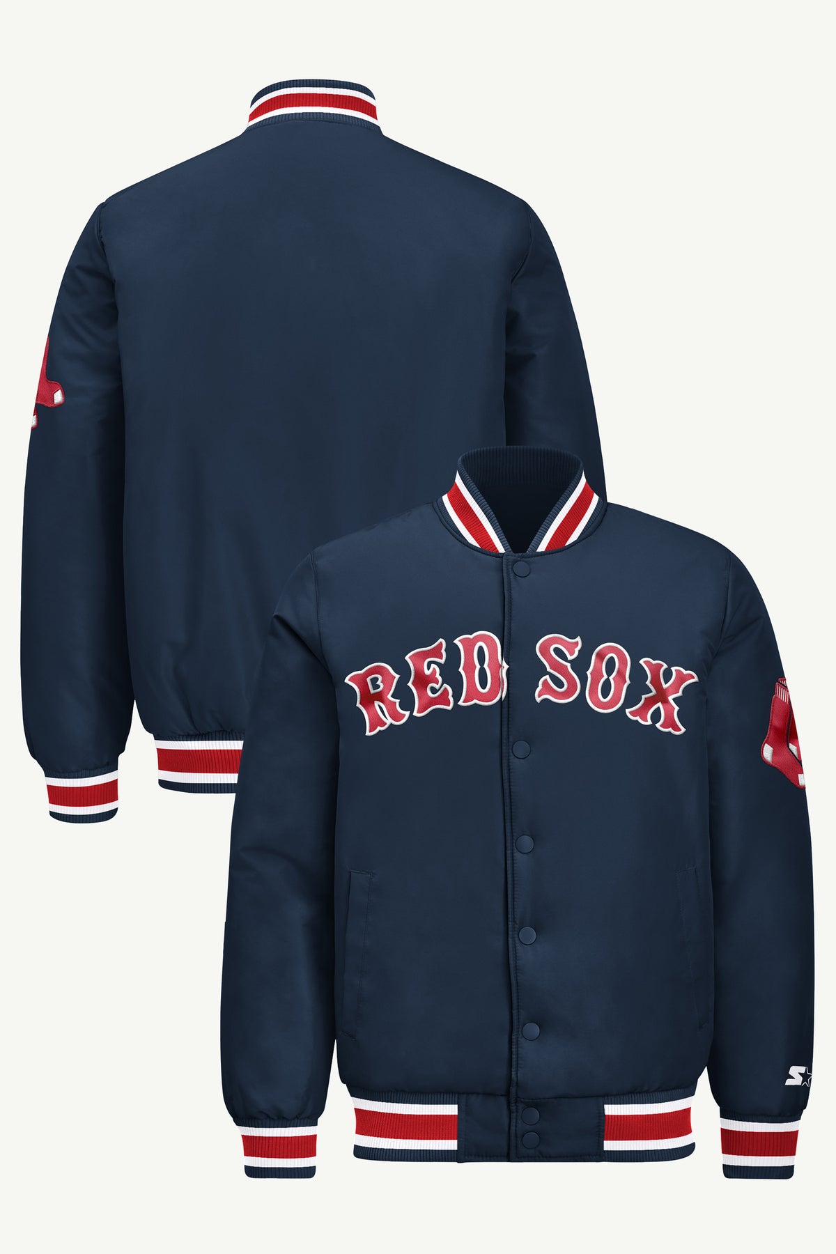 MENS BOSTON RED SOX ACROSS SATIN VARSITY JACKET View 1