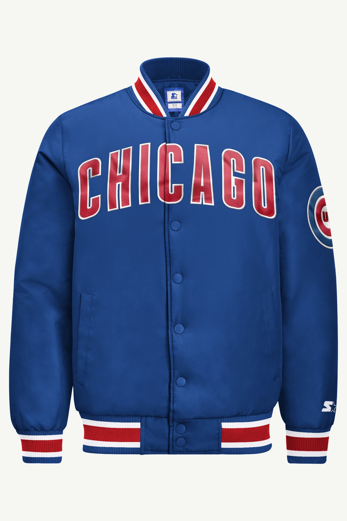 MENS CHICAGO CUBS ACROSS SATIN VARSITY JACKET View 2