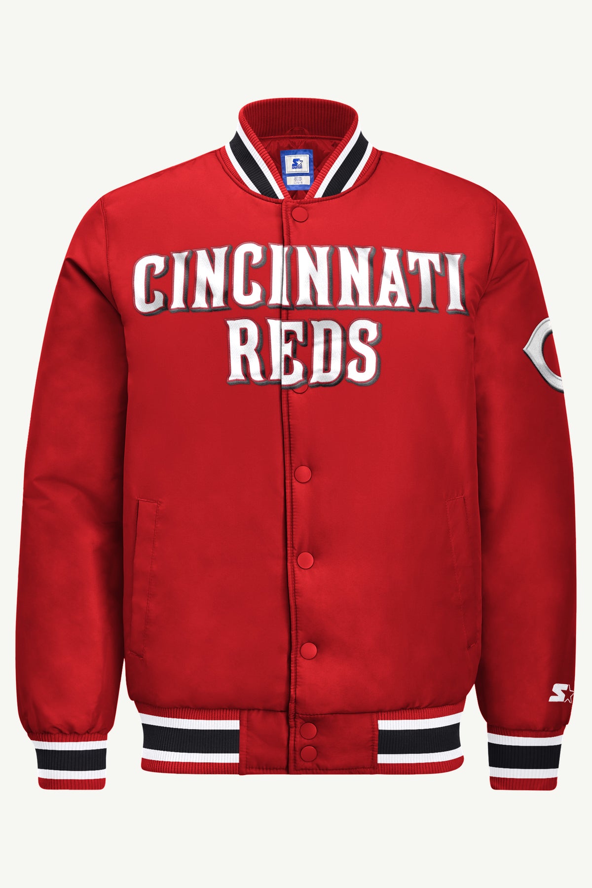 MENS CINNCINATI REDS ACROSS SATIN VARSITY JACKET View 2