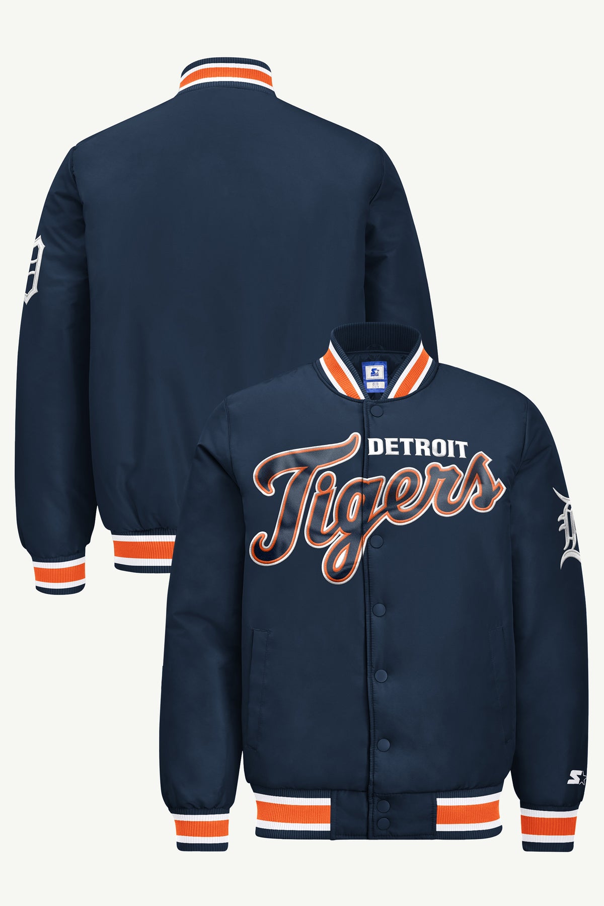 MENS DETROIT TIGERS ACROSS SATIN VARSITY JACKET View 1