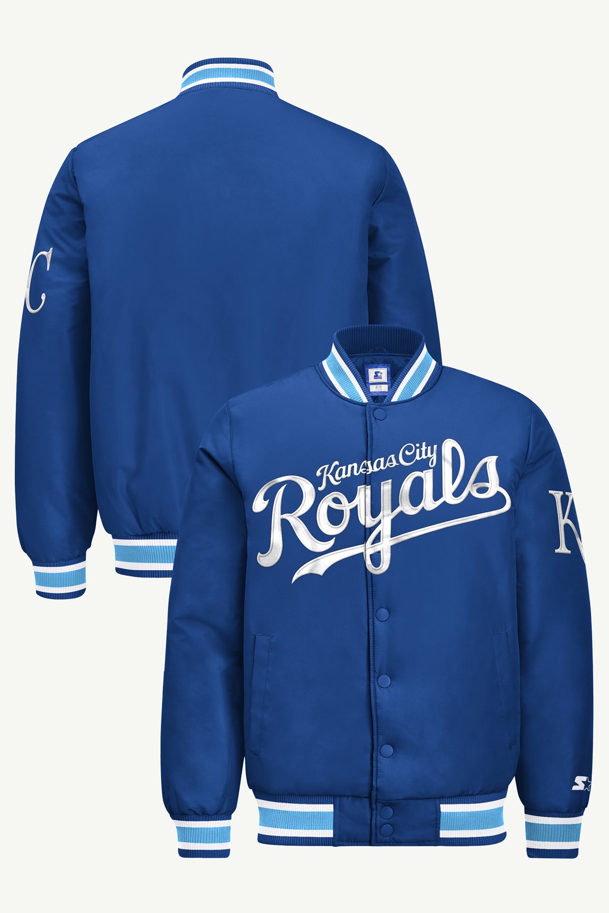 MENS KANSAS CITY ROYALS ACROSS SATIN VARSITY JACKET View 1