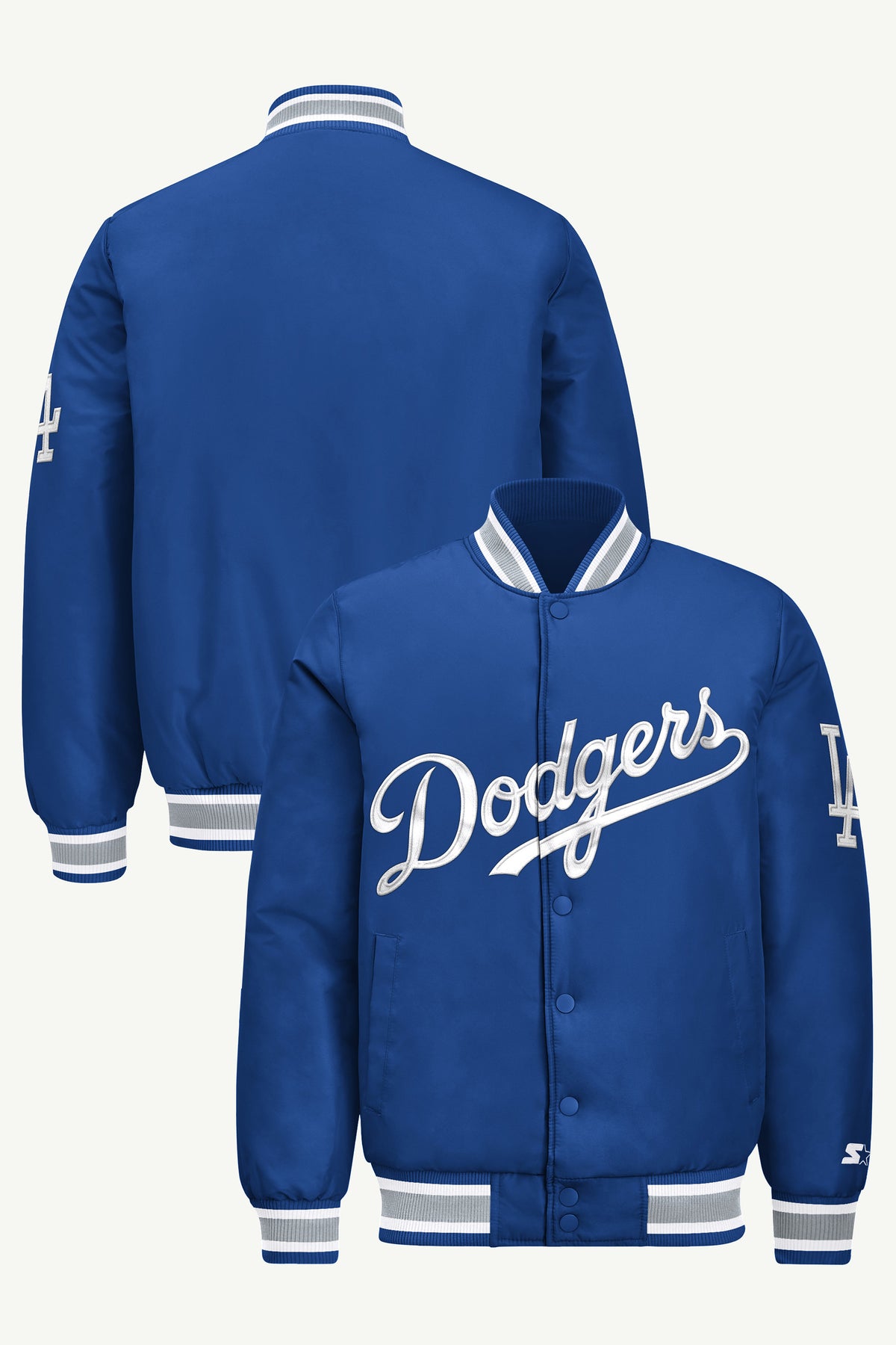 MENS LOS ANGELES DODGERS ACROSS SATIN VARSITY JACKET View 1
