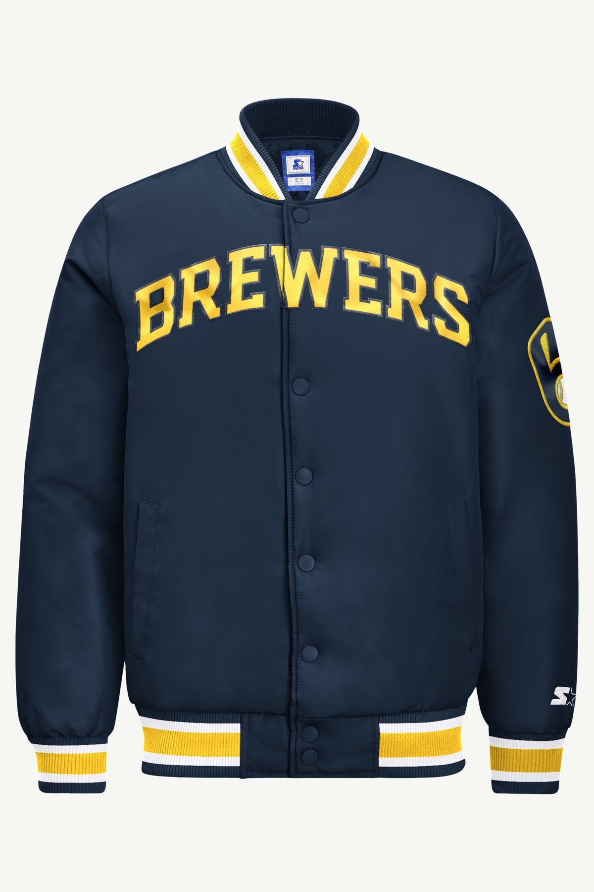 MENS MILWAUKEE BREWERS ACROSS SATIN VARSITY JACKET View 2