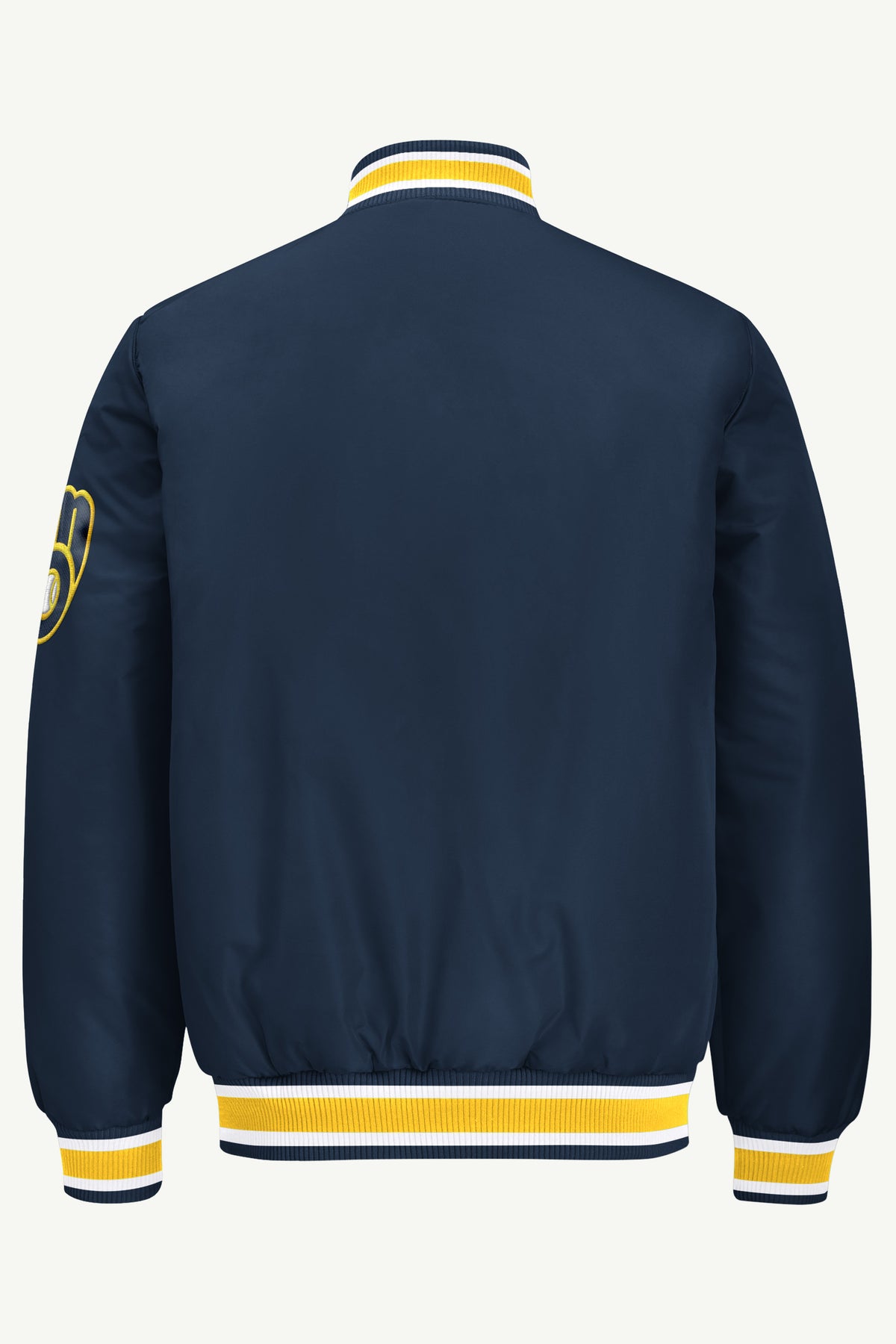 MENS MILWAUKEE BREWERS ACROSS SATIN VARSITY JACKET View 3