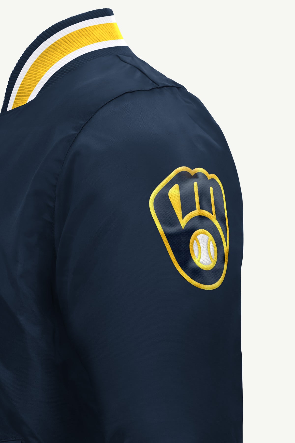 MENS MILWAUKEE BREWERS ACROSS SATIN VARSITY JACKET View 4