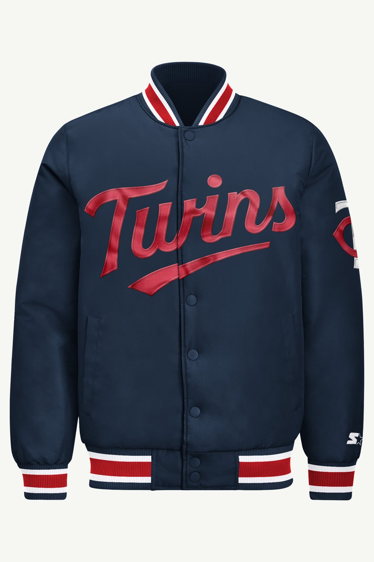 MENS MINNESOTA TWINS ACROSS SATIN VARSITY JACKET View 2 | Men's Starter Jackets