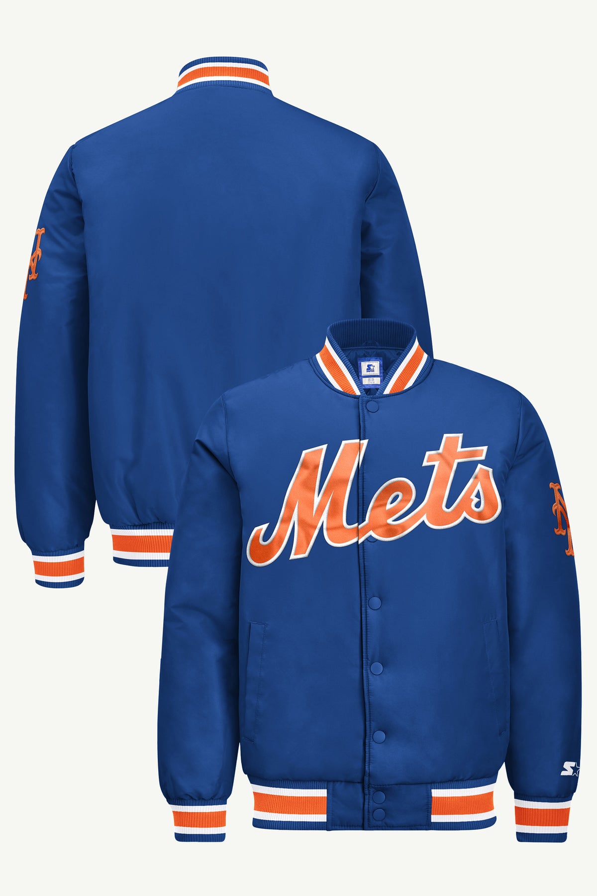 MENS NEW YORK METS ACROSS SATIN VARSITY JACKET View 1